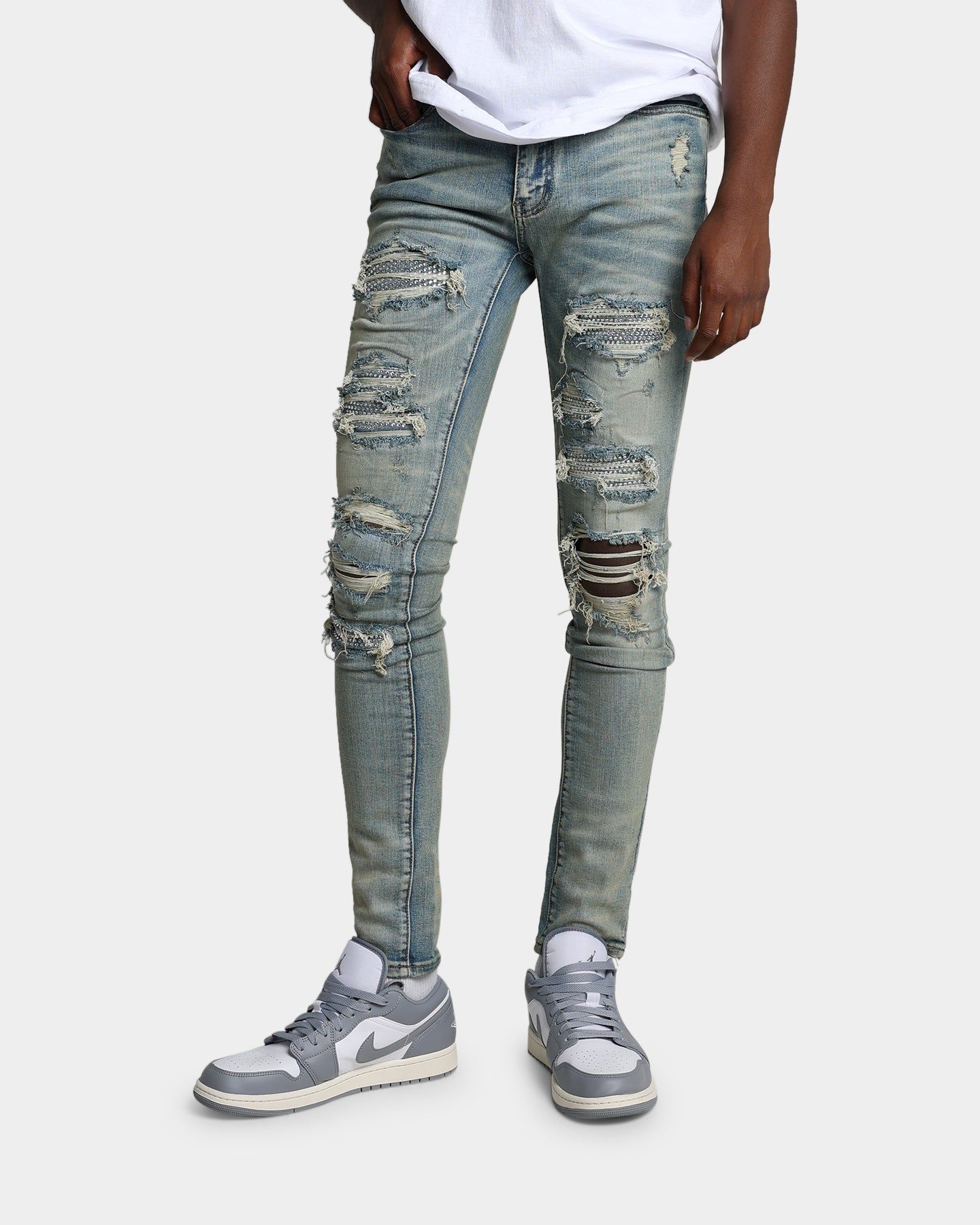 MNML X201 Rhinestone Skinny Denim Pants Blue sold by Culture Kings