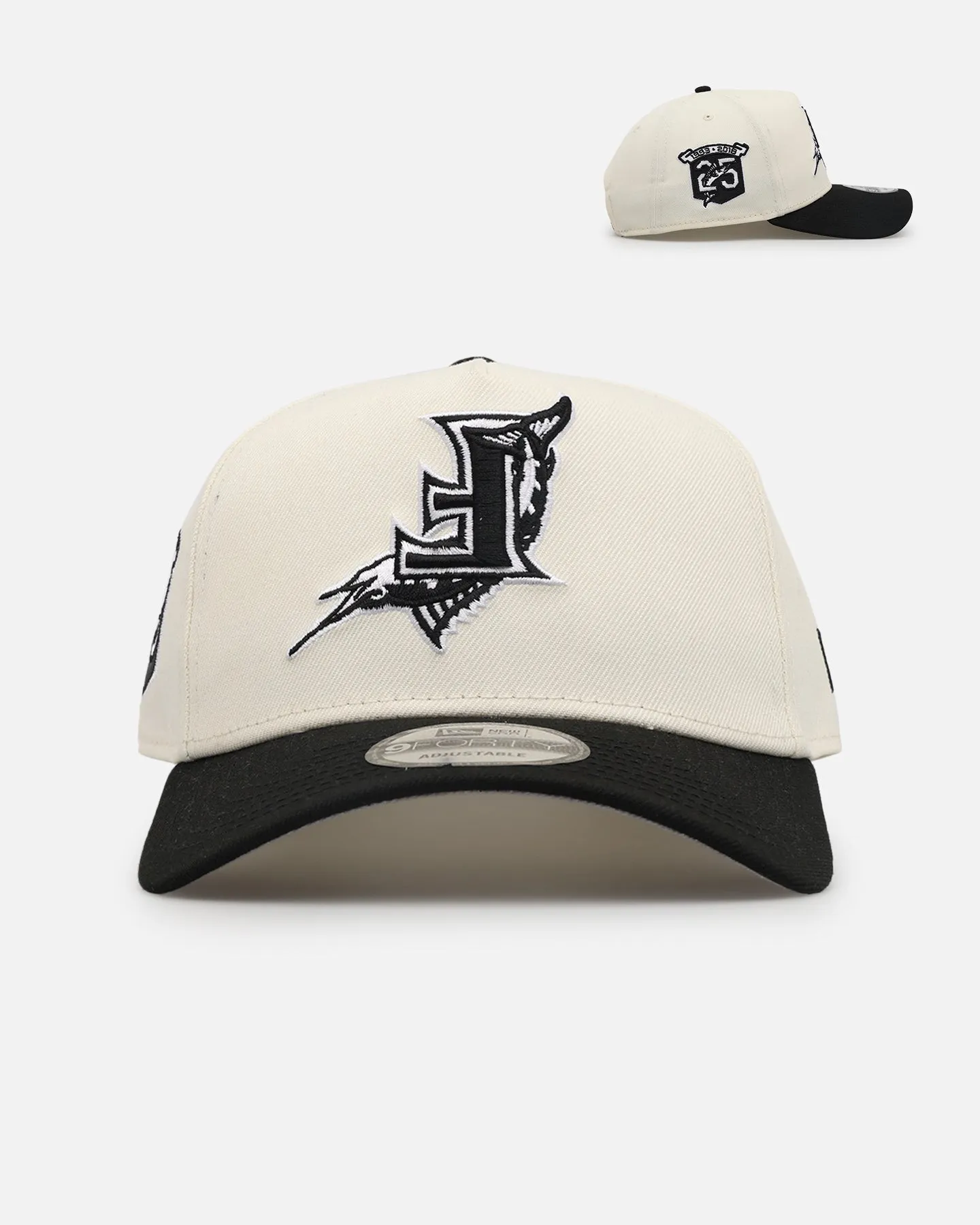 New Era Florida Marlins 'Chrome Black Upside Down Logo' 9FORTY A-Frame Snapback Chrome/Black sold by Culture Kings