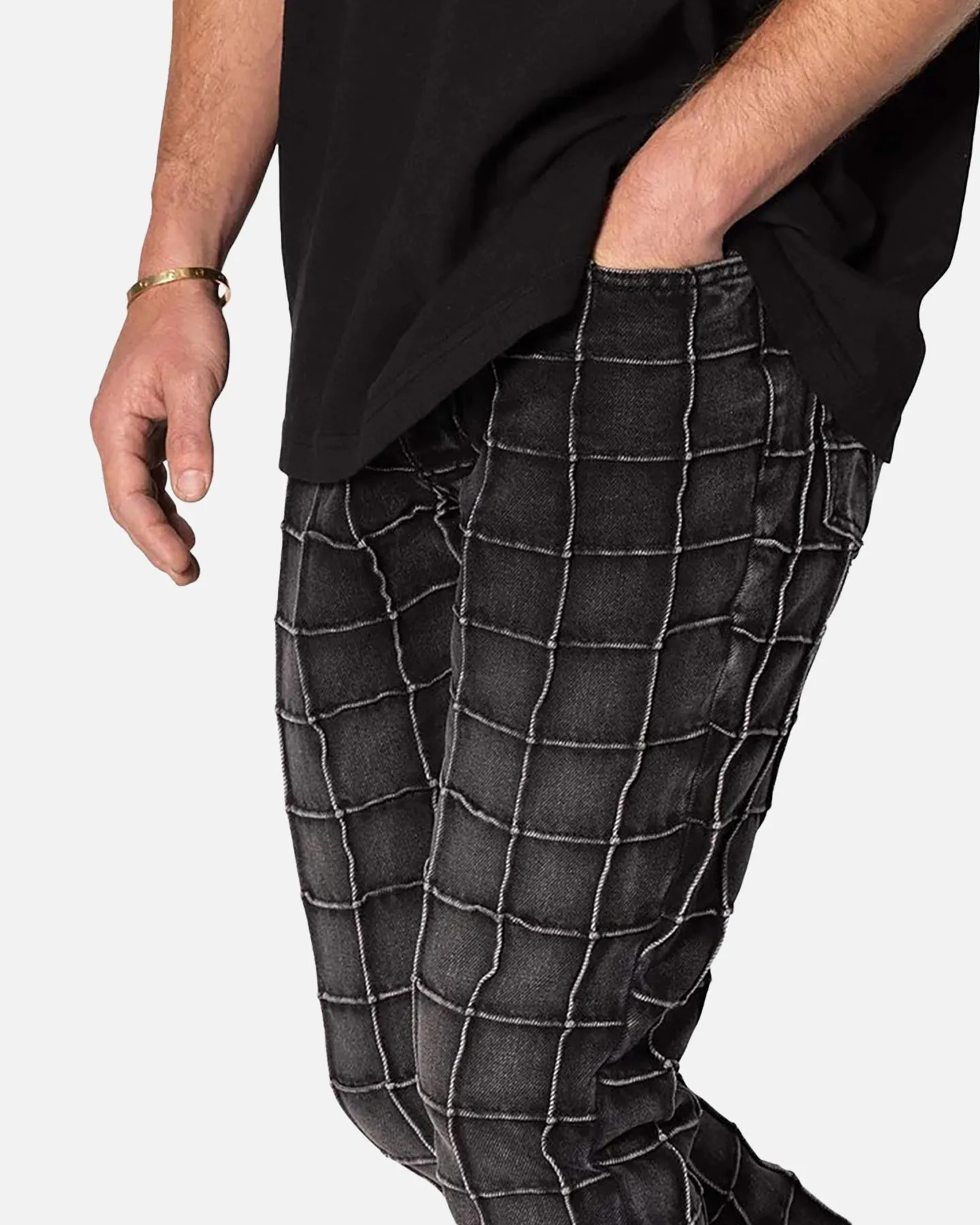 MNML B665 Pleat Square Flare Denim Jeans Black sold by Culture Kings product image thumbnail 5