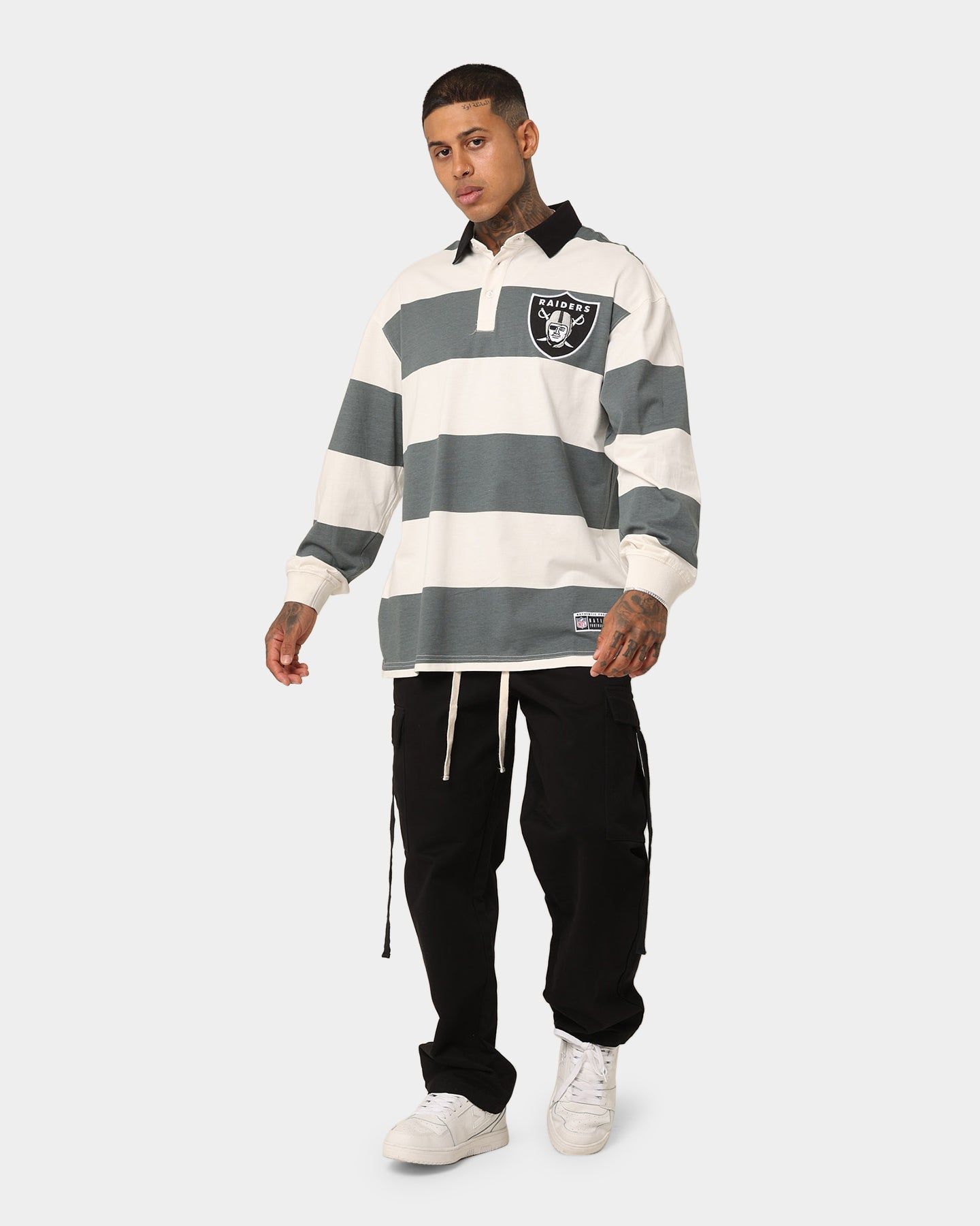 Majestic Athletic Las Vegas Raiders Vintage Athletic Stripe Rugby Jersey Vintage White/Black sold by Culture Kings product image thumbnail 2