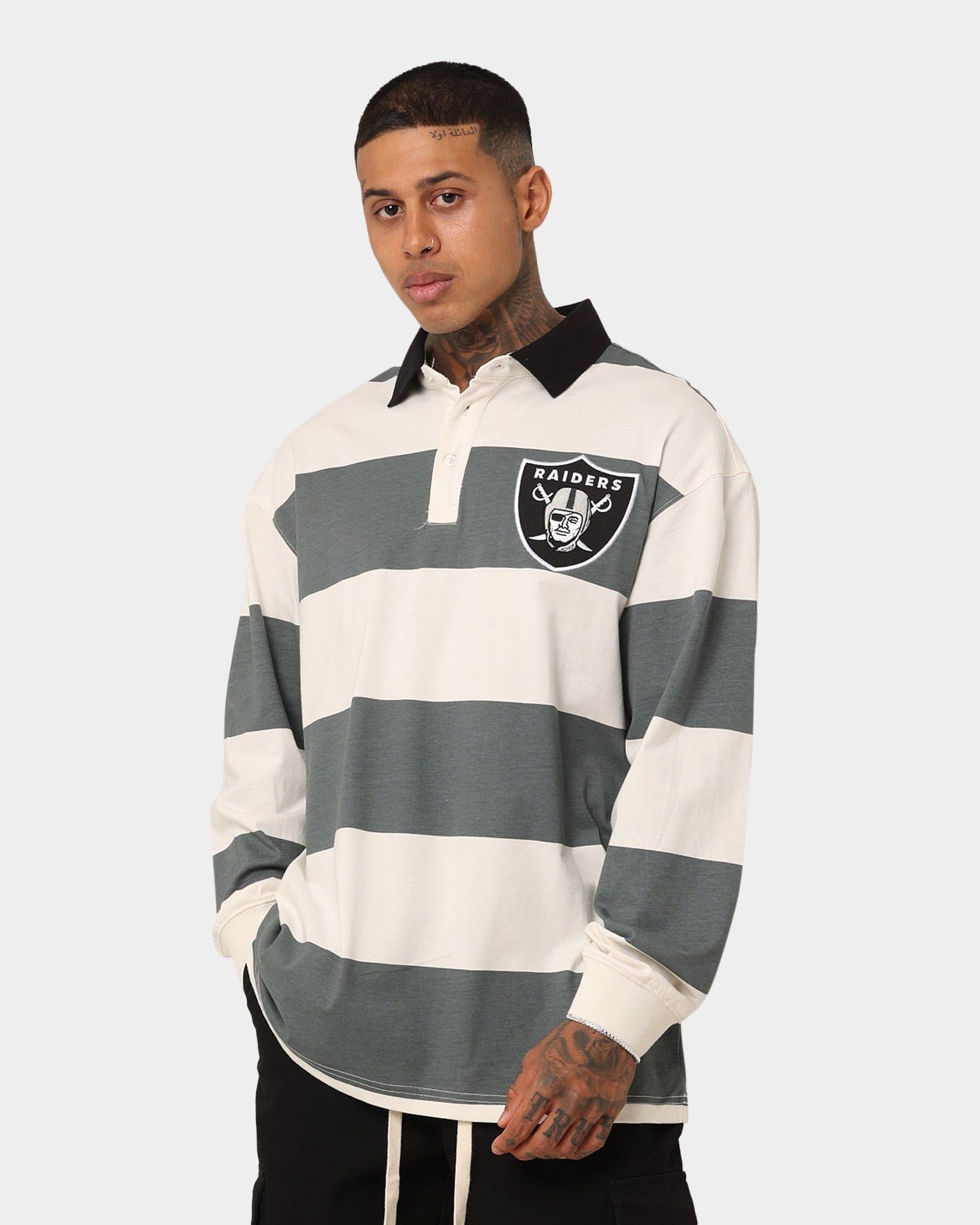 Majestic Athletic Las Vegas Raiders Vintage Athletic Stripe Rugby Jersey Vintage White/Black sold by Culture Kings