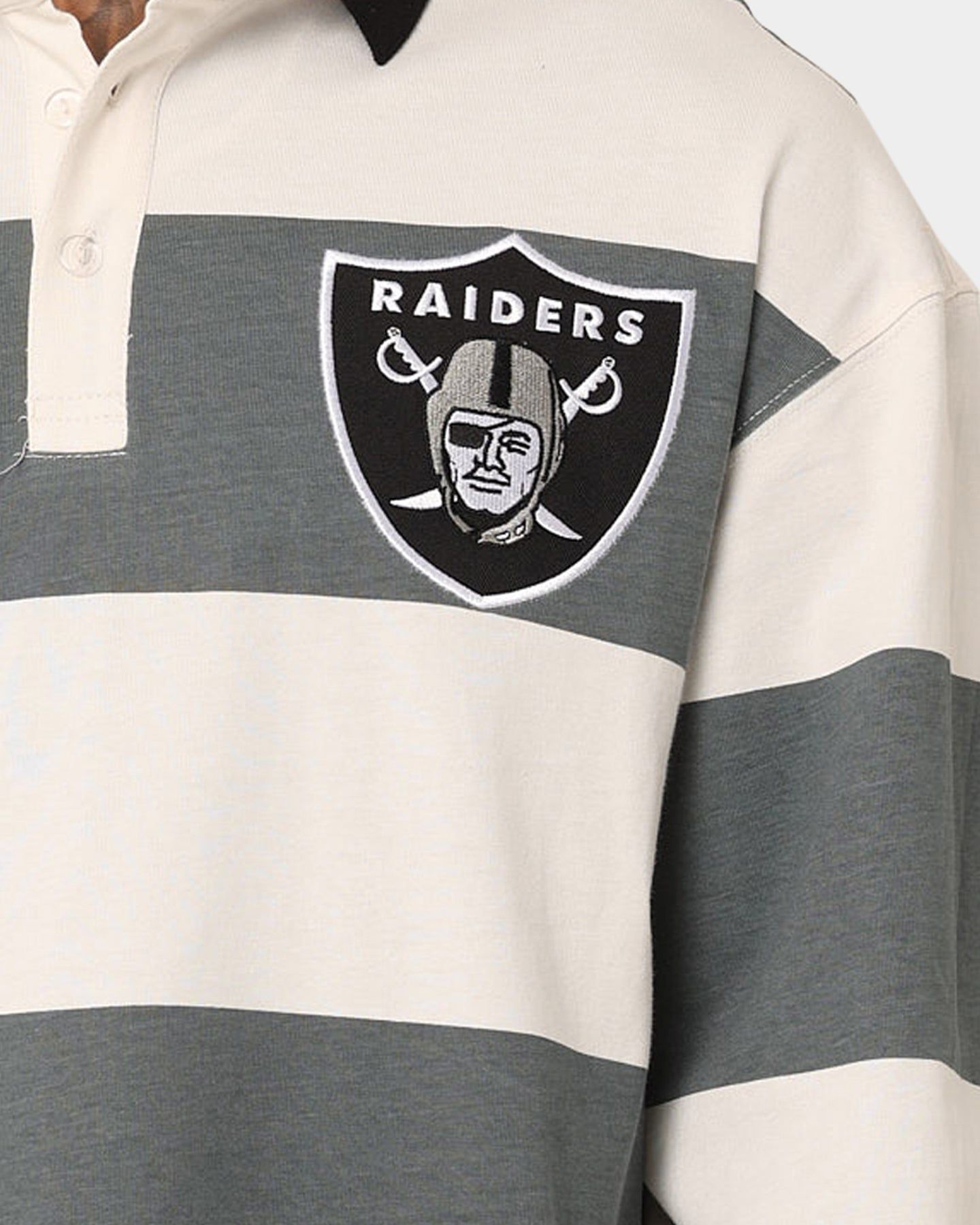 Majestic Athletic Las Vegas Raiders Vintage Athletic Stripe Rugby Jersey Vintage White/Black sold by Culture Kings product image thumbnail 3