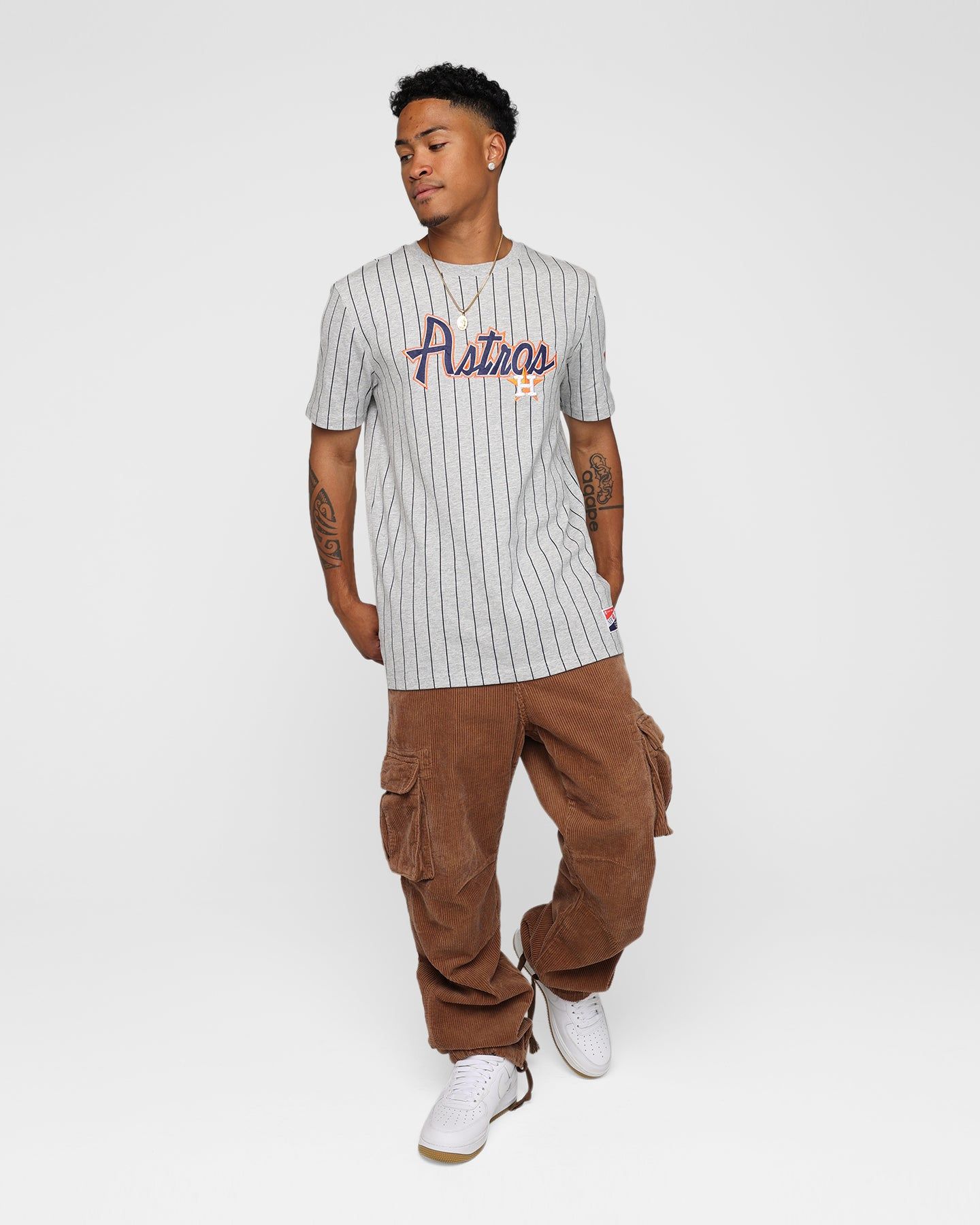 New Era Houston Astros Pinstripe T-Shirt Grey sold by Culture Kings product image thumbnail 3