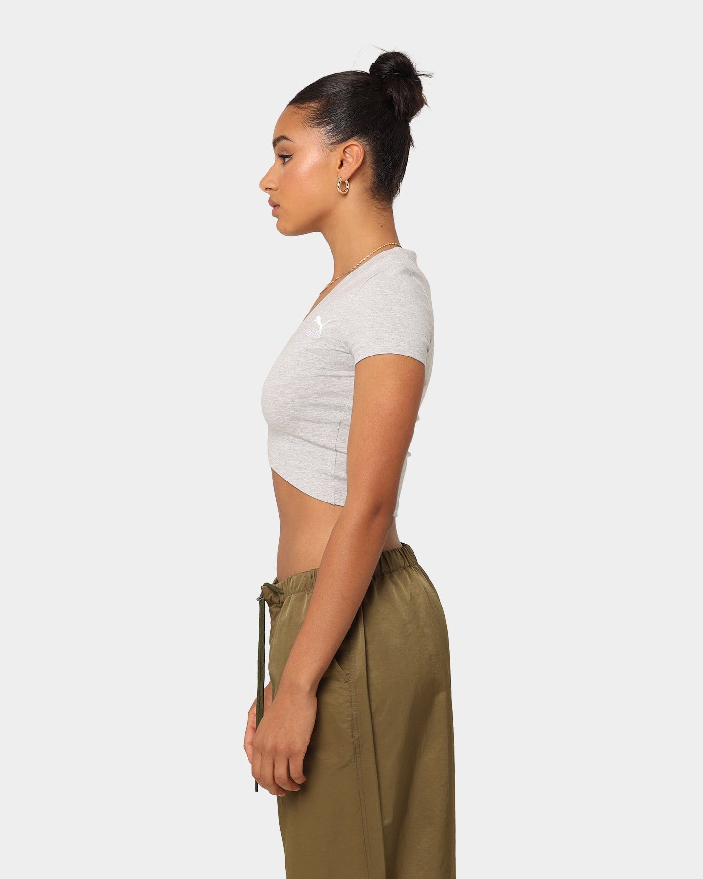 Puma Women's Classics Cropped Slim T-Shirt Light Gray Heather sold by Culture Kings product image thumbnail 6