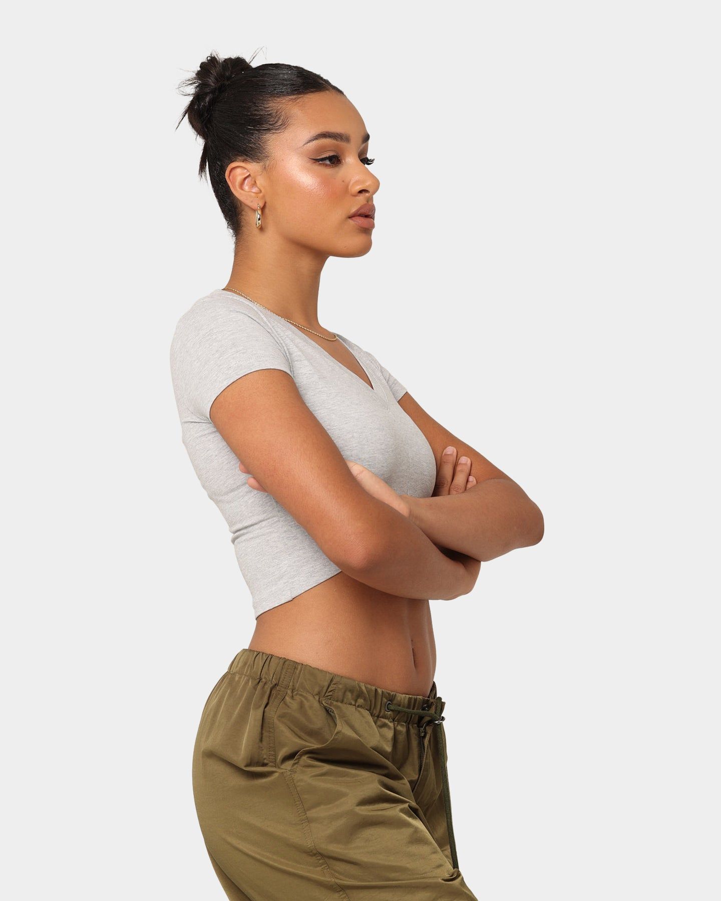 Puma Women's Classics Cropped Slim T-Shirt Light Gray Heather sold by Culture Kings product image thumbnail 5