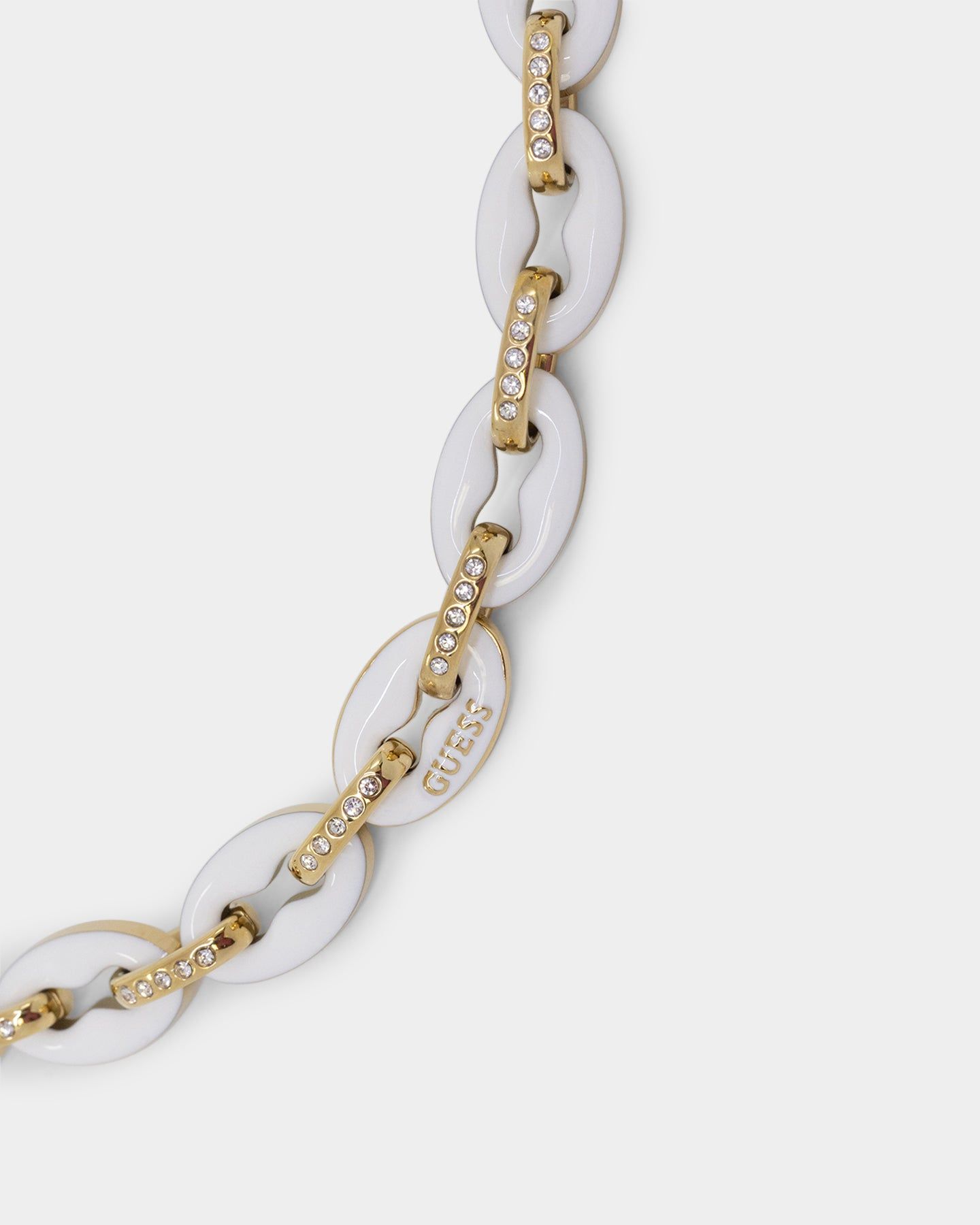 Guess Mainline Women's 17" White & Crystals Yellow Gold Necklace White sold by Culture Kings product image thumbnail 4