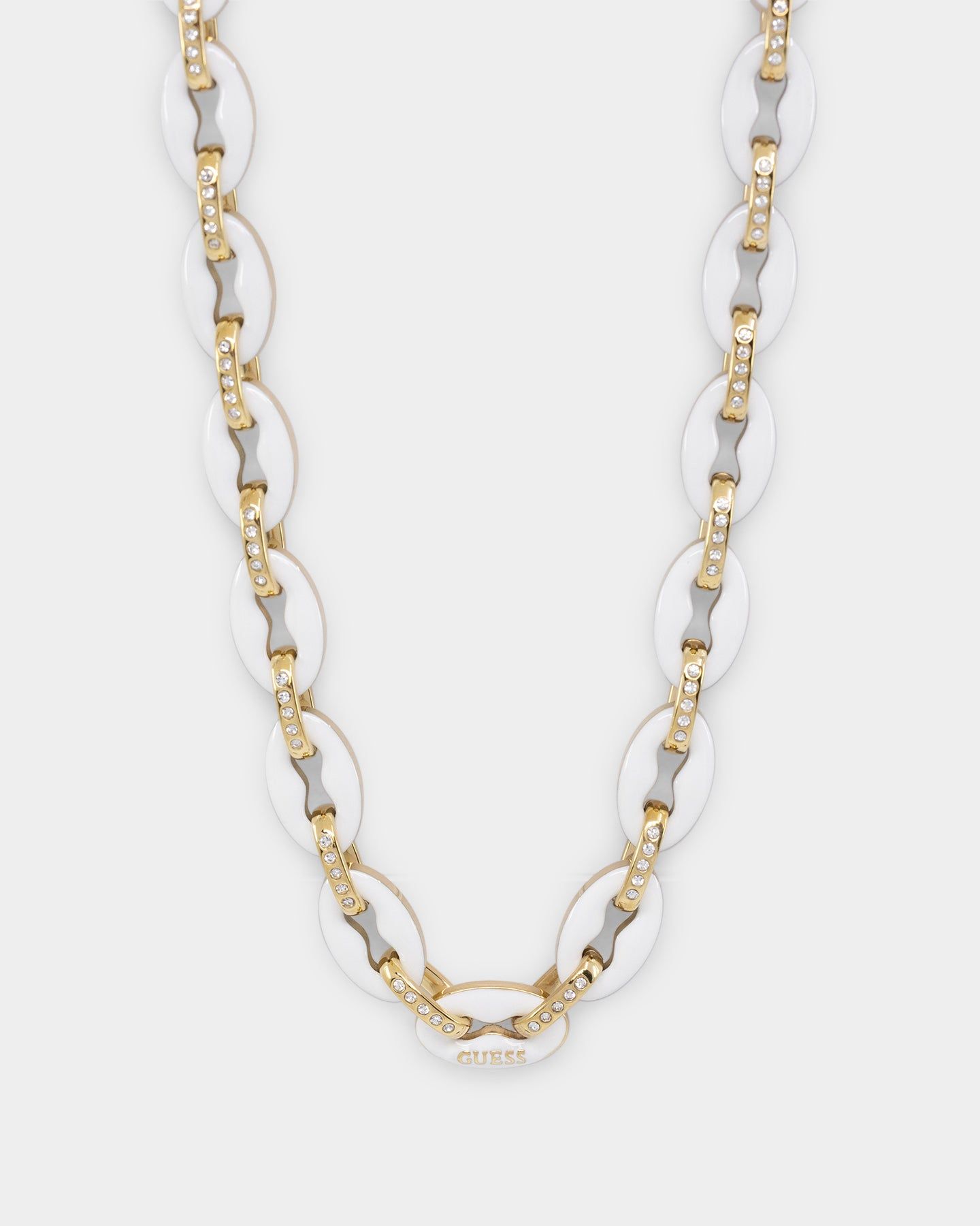 Guess Mainline Women's 17" White & Crystals Yellow Gold Necklace White sold by Culture Kings product image thumbnail 2