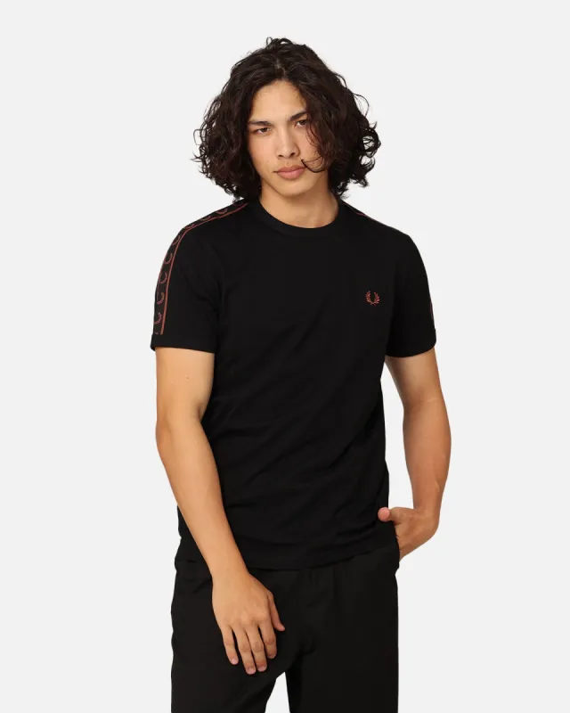 Fred Perry Contrast Tape Ringer T-Shirt Black/Whisky Brown sold by Culture Kings