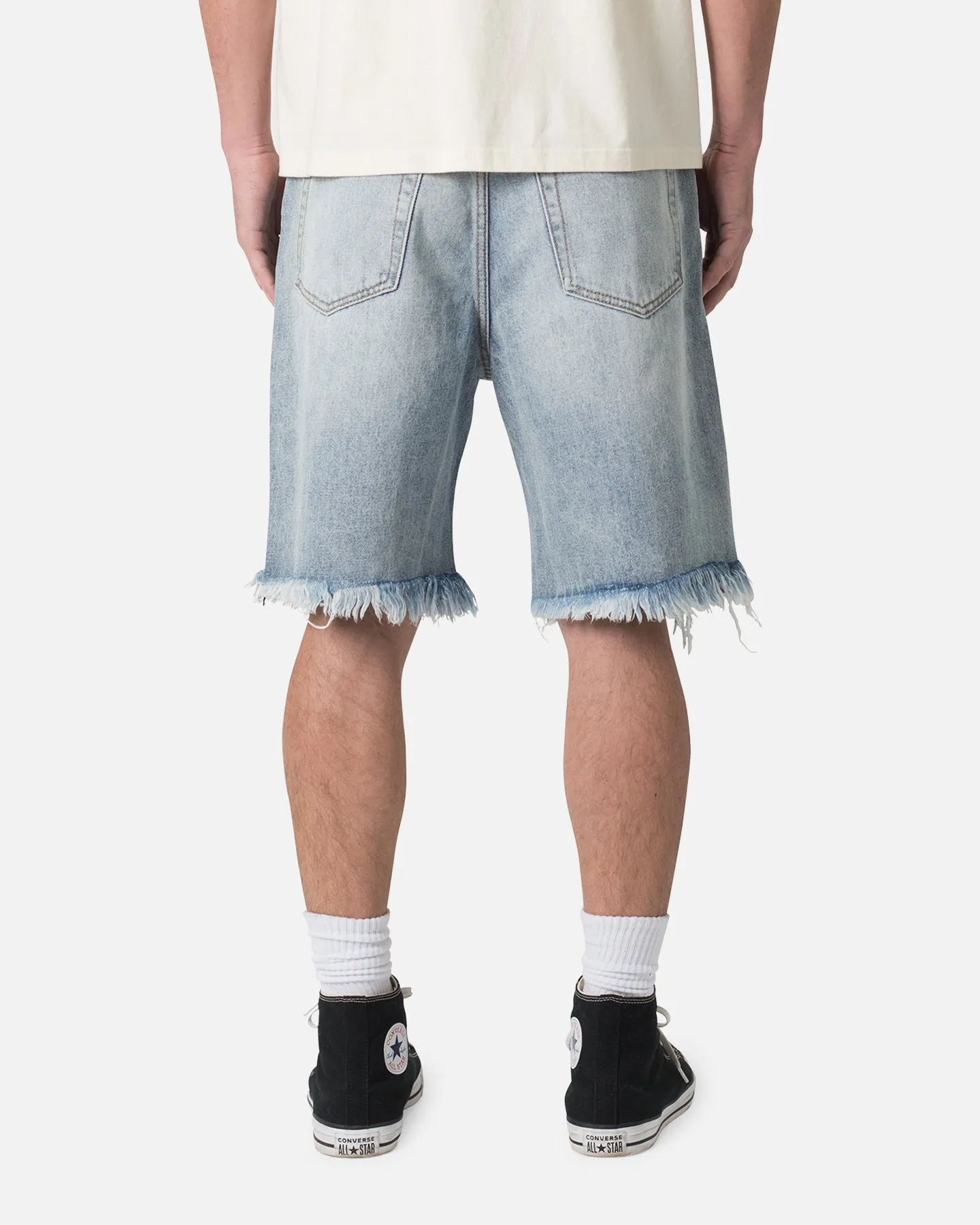 MNML Distressed Spider Denim Shorts Light Blue sold by Culture Kings product image thumbnail 4