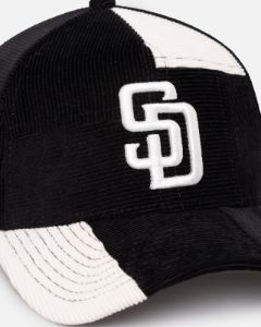 New Era San Diego Padres 'Patchwork Corduroy' 9FORTY A-Frame Snapback Black/Cream sold by Culture Kings