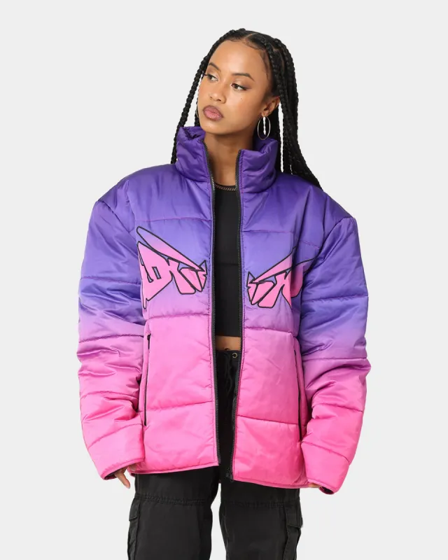 Loiter Cyber Gradient Puffer Jacket Pink/Purple made by Culture Kings