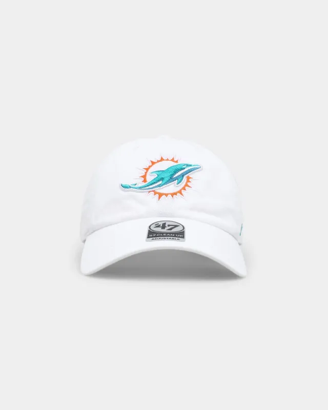 47 Brand Miami Dolphins '47 Clean Up Strapback White sold by Culture Kings