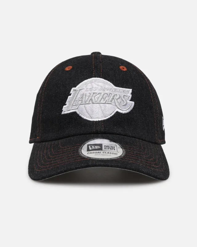 New Era Los Angeles Lakers "Black Denim" Classic Casual Strapback Black Denim/Rust Contrast sold by Culture Kings