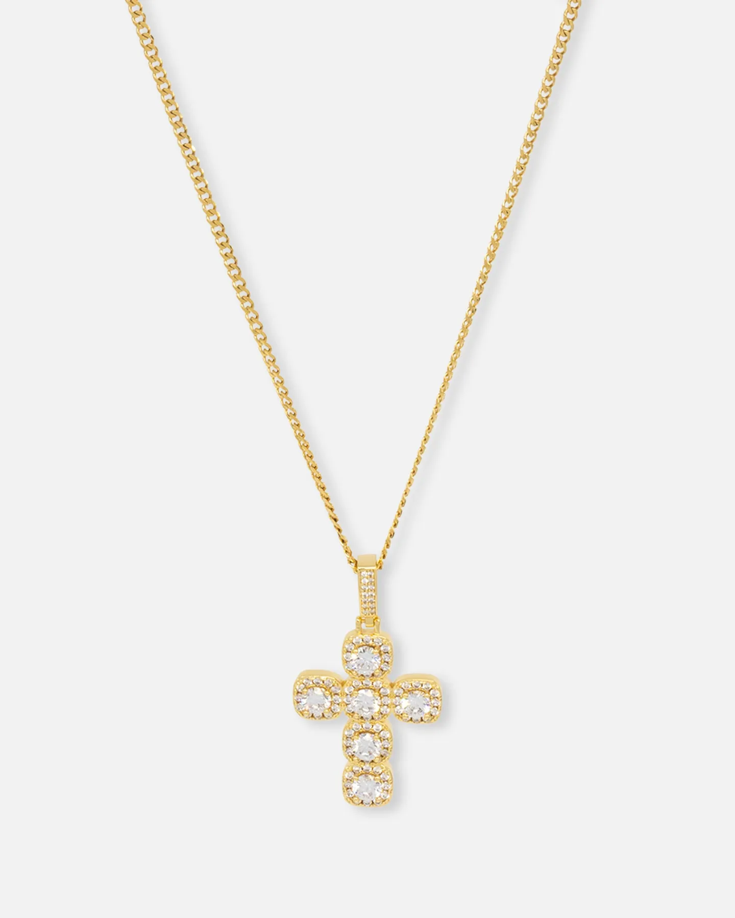 Saint Morta Iced Cushion Cross Pendant Iced Gold sold by Culture Kings