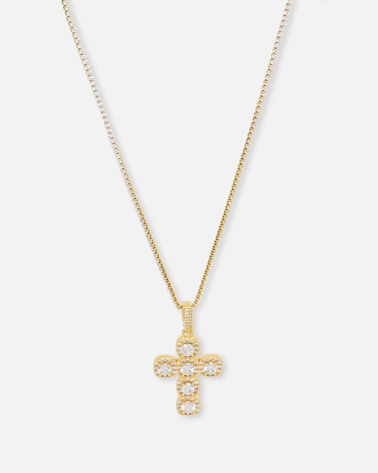 Saint Morta Iced Cushion Cross Pendant Iced Gold sold by Culture Kings product image thumbnail 3