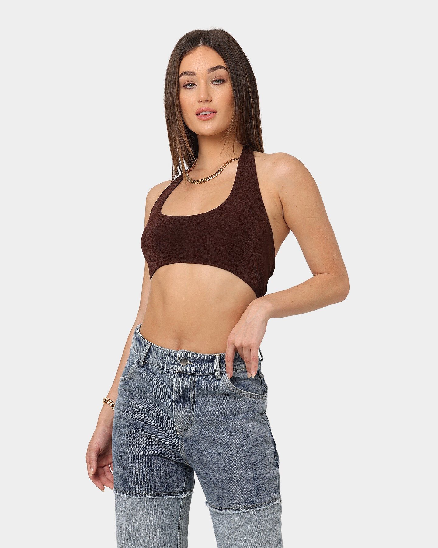 XXIII Women's Phoebe Halter Crop Brown sold by Culture Kings product image thumbnail 3