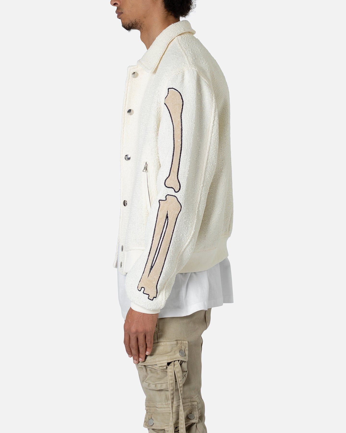 MNML Skeleton Varsity Jacket Cream sold by Culture Kings product image thumbnail 3
