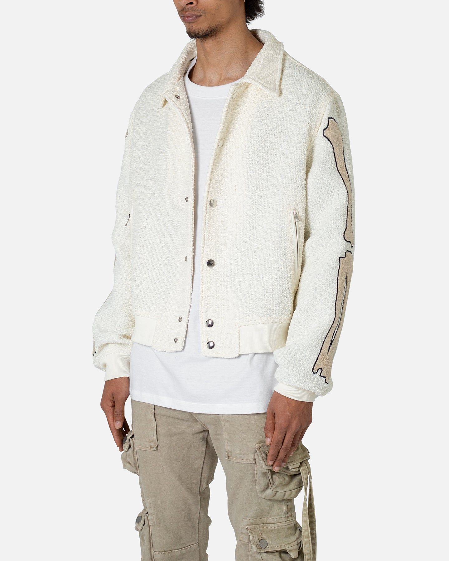 MNML Skeleton Varsity Jacket Cream sold by Culture Kings product image thumbnail 2