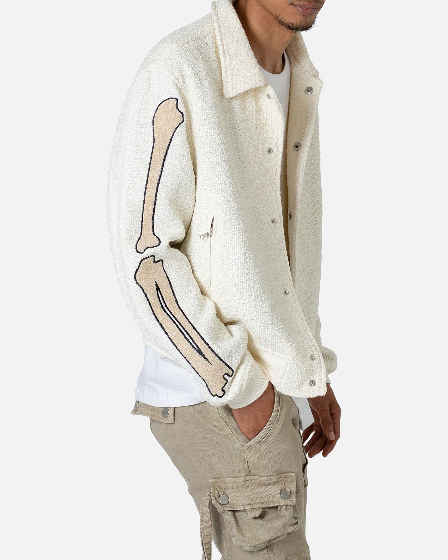 MNML Skeleton Varsity Jacket Cream sold by Culture Kings product image thumbnail 5