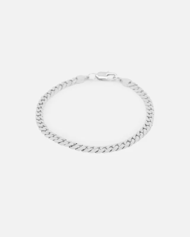 Saint Morta Flat Faced Curb Bracelet White Gold sold by Culture Kings