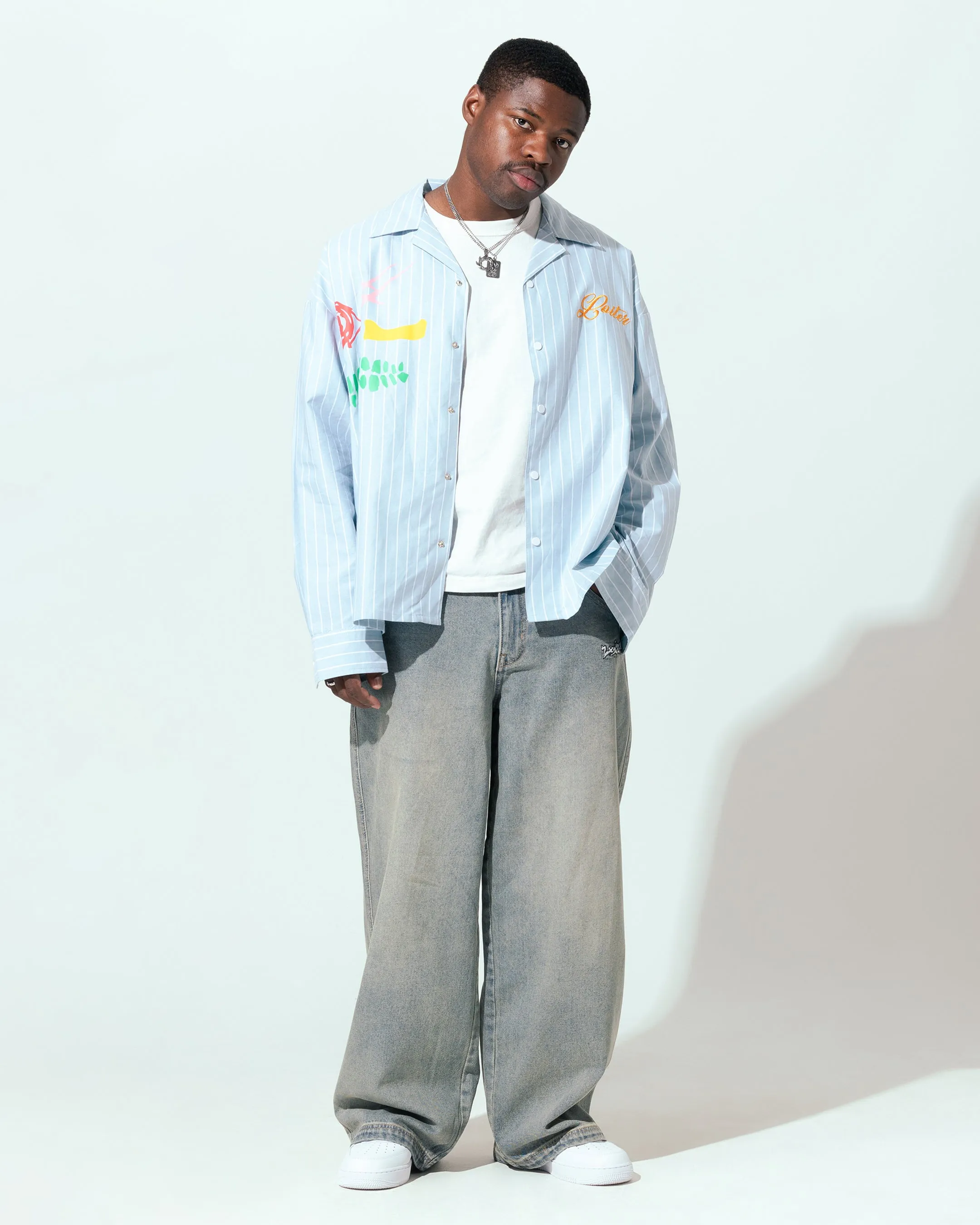 Loiter Oasis Stripe Button Up Shirt Blue Pin Stripe sold by Culture Kings product image thumbnail 3