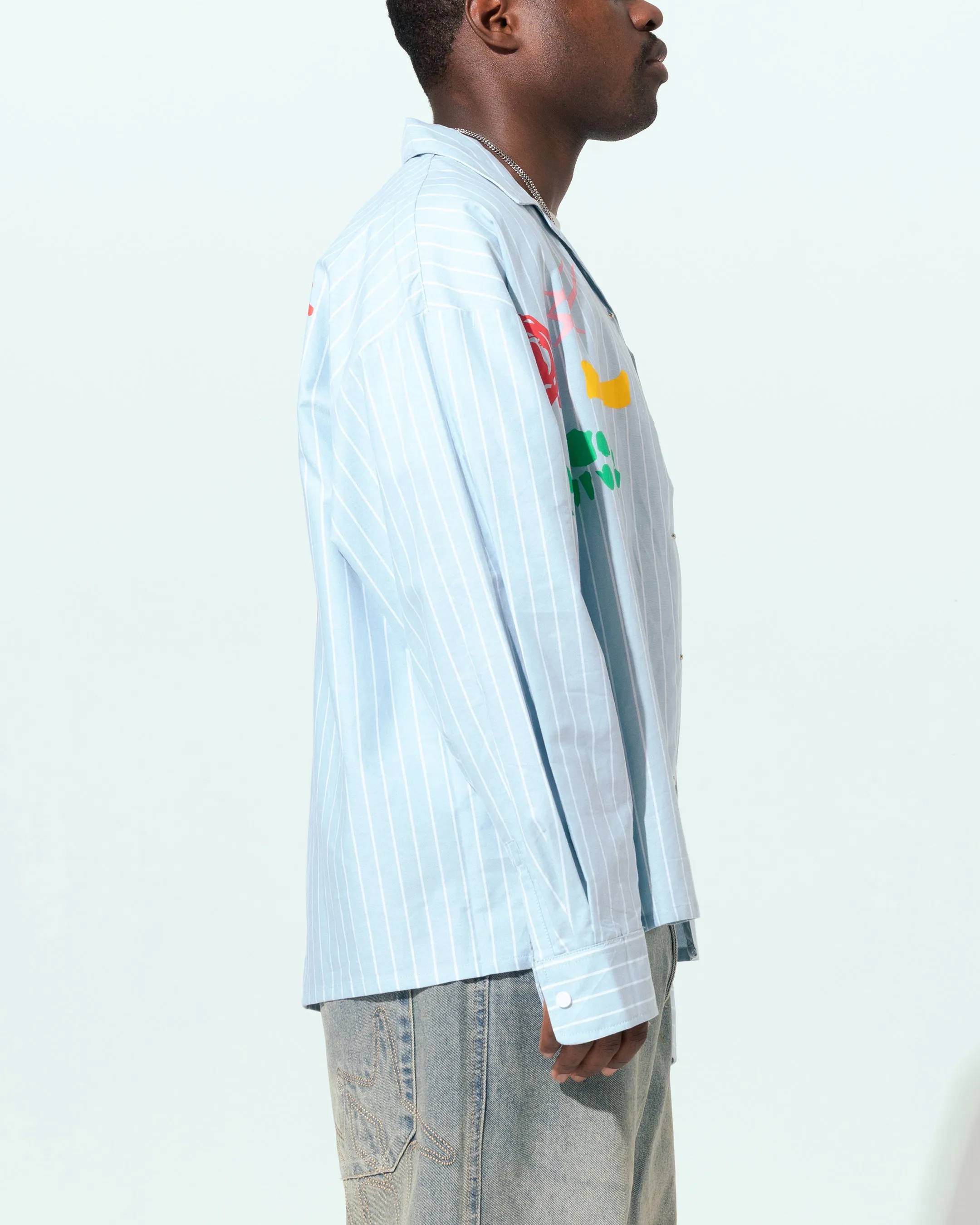 Loiter Oasis Stripe Button Up Shirt Blue Pin Stripe sold by Culture Kings product image thumbnail 4