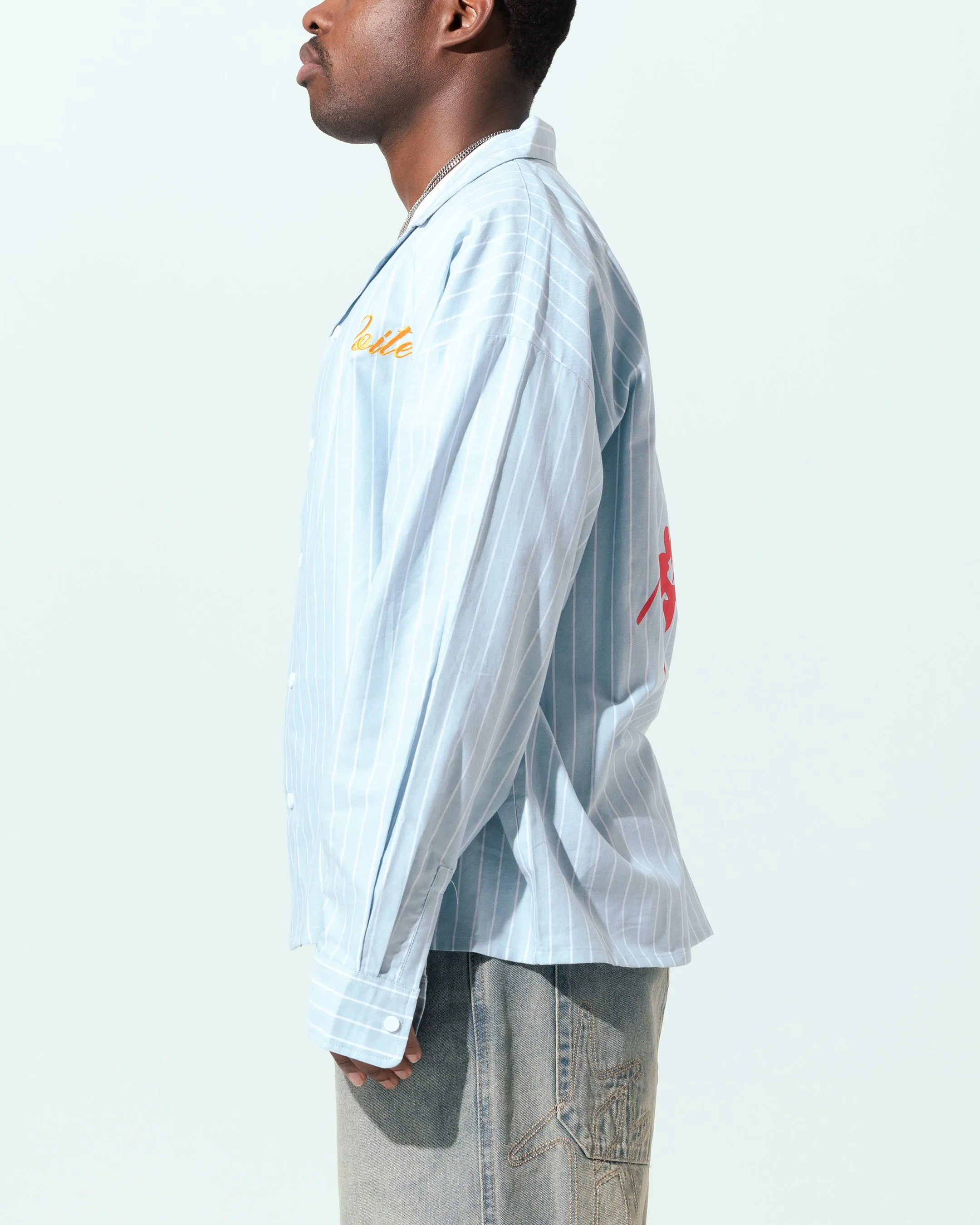 Loiter Oasis Stripe Button Up Shirt Blue Pin Stripe sold by Culture Kings product image thumbnail 5