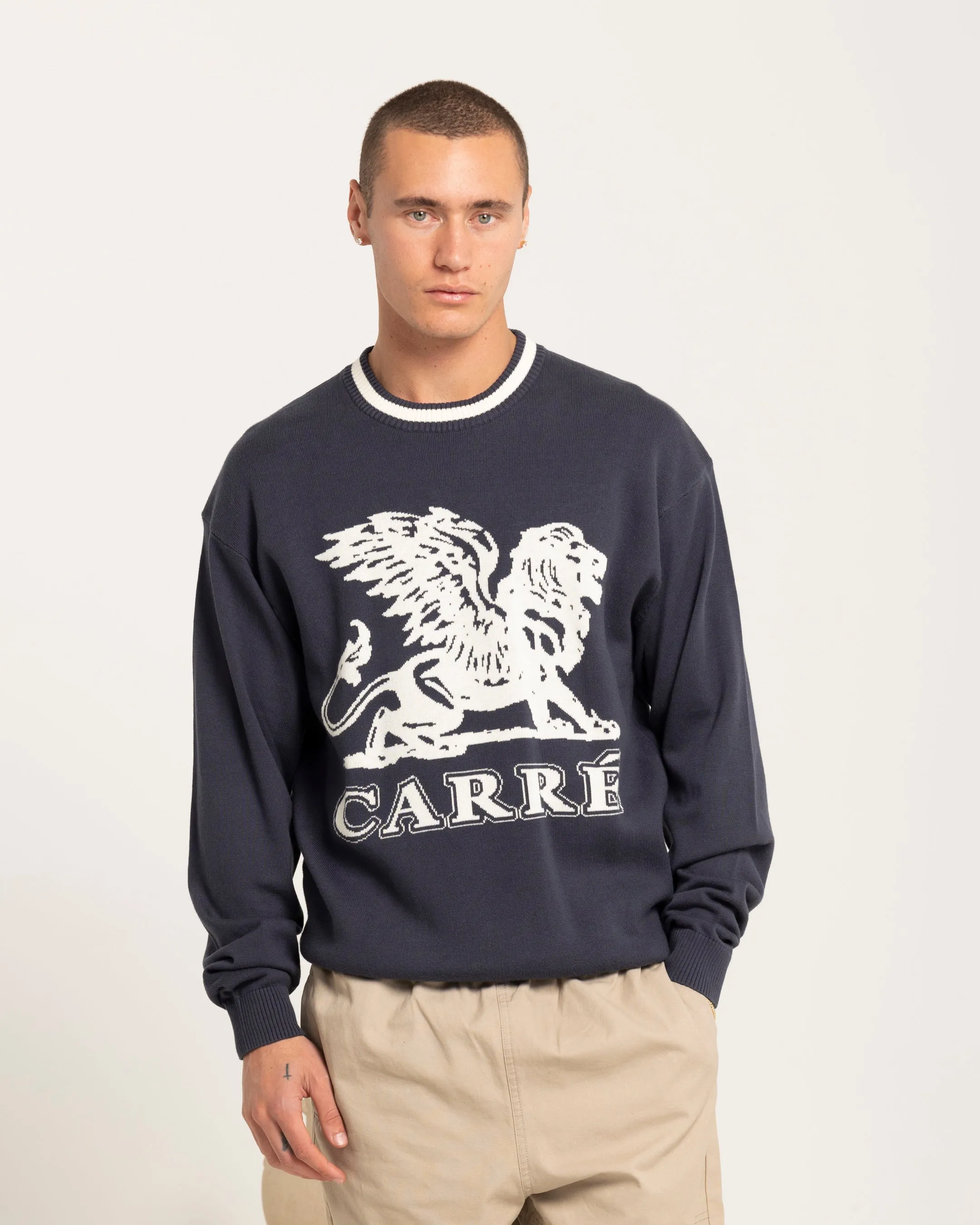 Carré Brave Knitted Sweater Navy sold by Culture Kings