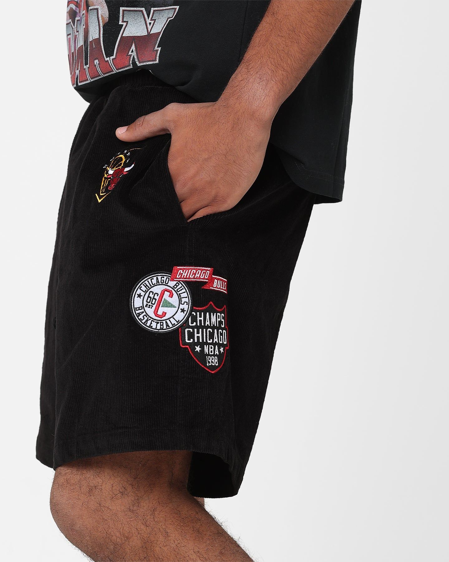 Mitchell & Ness Chicago Bulls Letterman Shorts Black sold by Culture Kings product image thumbnail 4