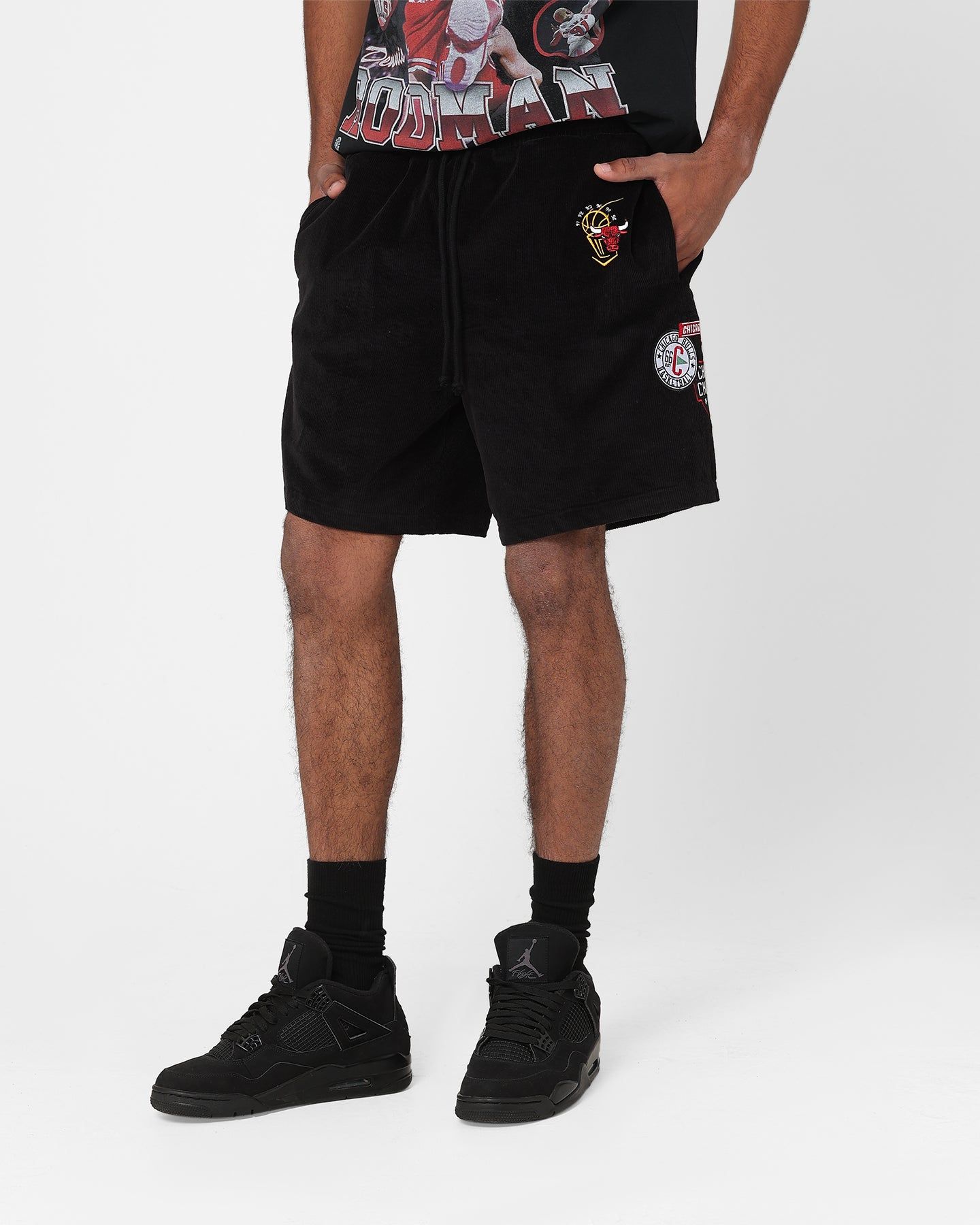 Mitchell & Ness Chicago Bulls Letterman Shorts Black sold by Culture Kings