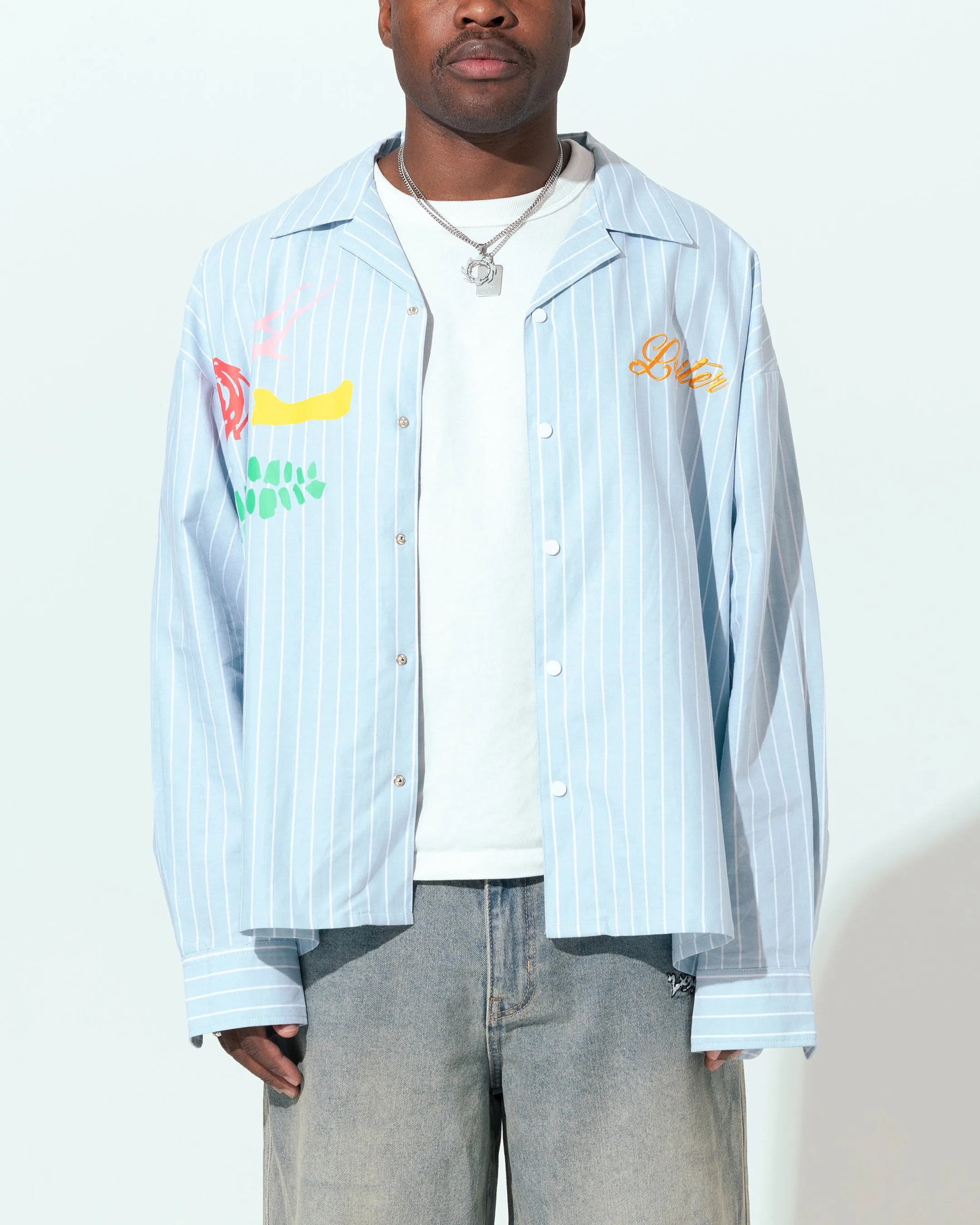 Loiter Oasis Stripe Button Up Shirt Blue Pin Stripe sold by Culture Kings