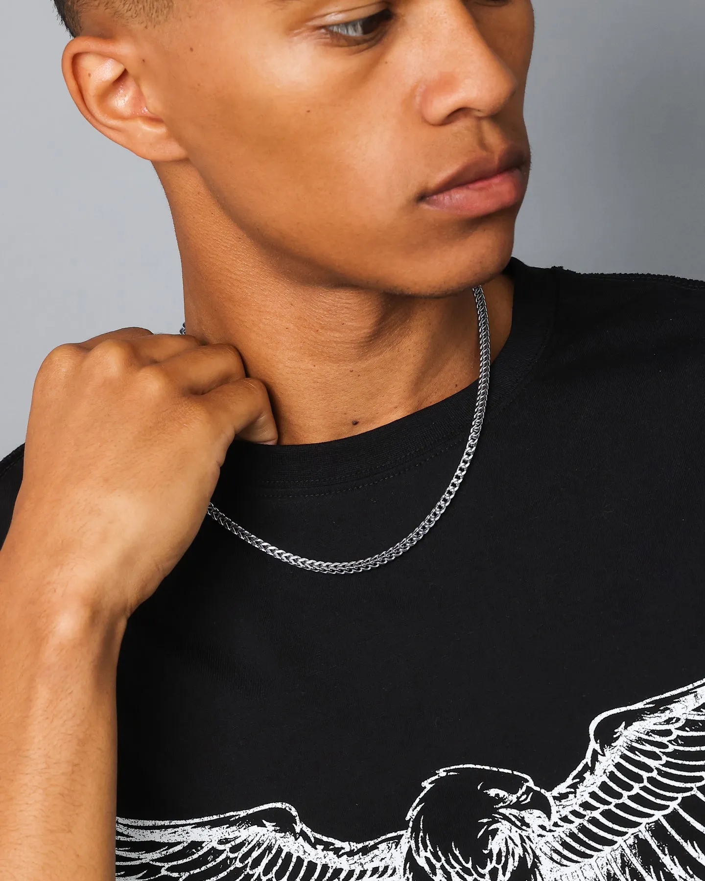 Saint Morta 4mm Franco Chain White Gold sold by Culture Kings