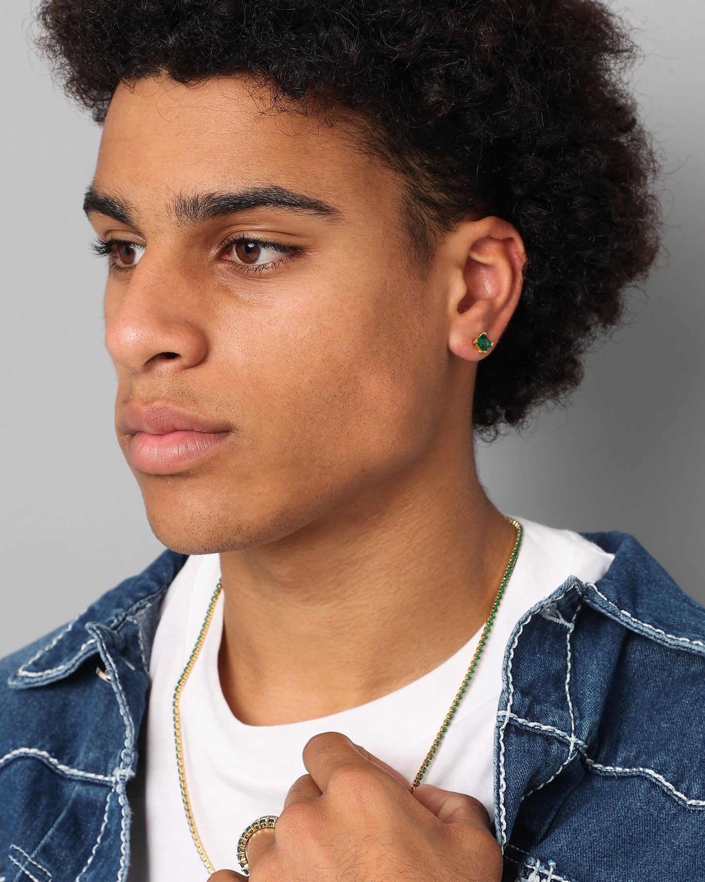 NXS Square Cut Earring Gold/Green sold by Culture Kings product image thumbnail 3