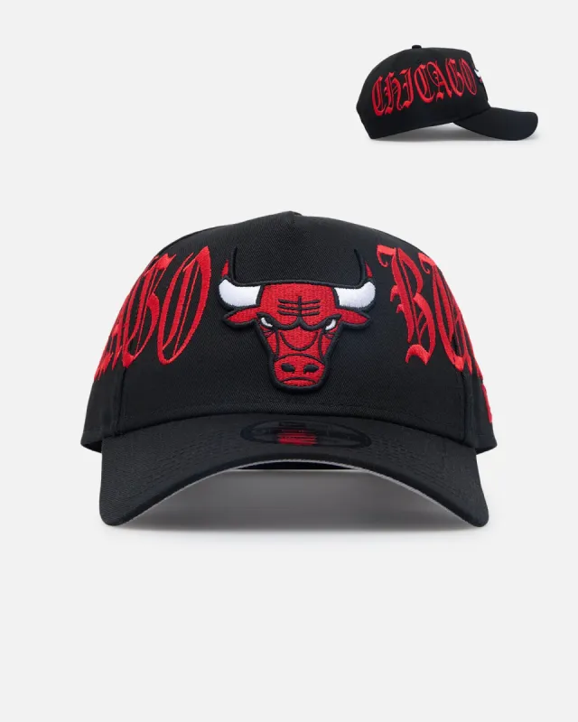 New Era Chicago Bulls 'Goth Script' 9FORTY A-Frame Snapback Black/Red sold by Culture Kings