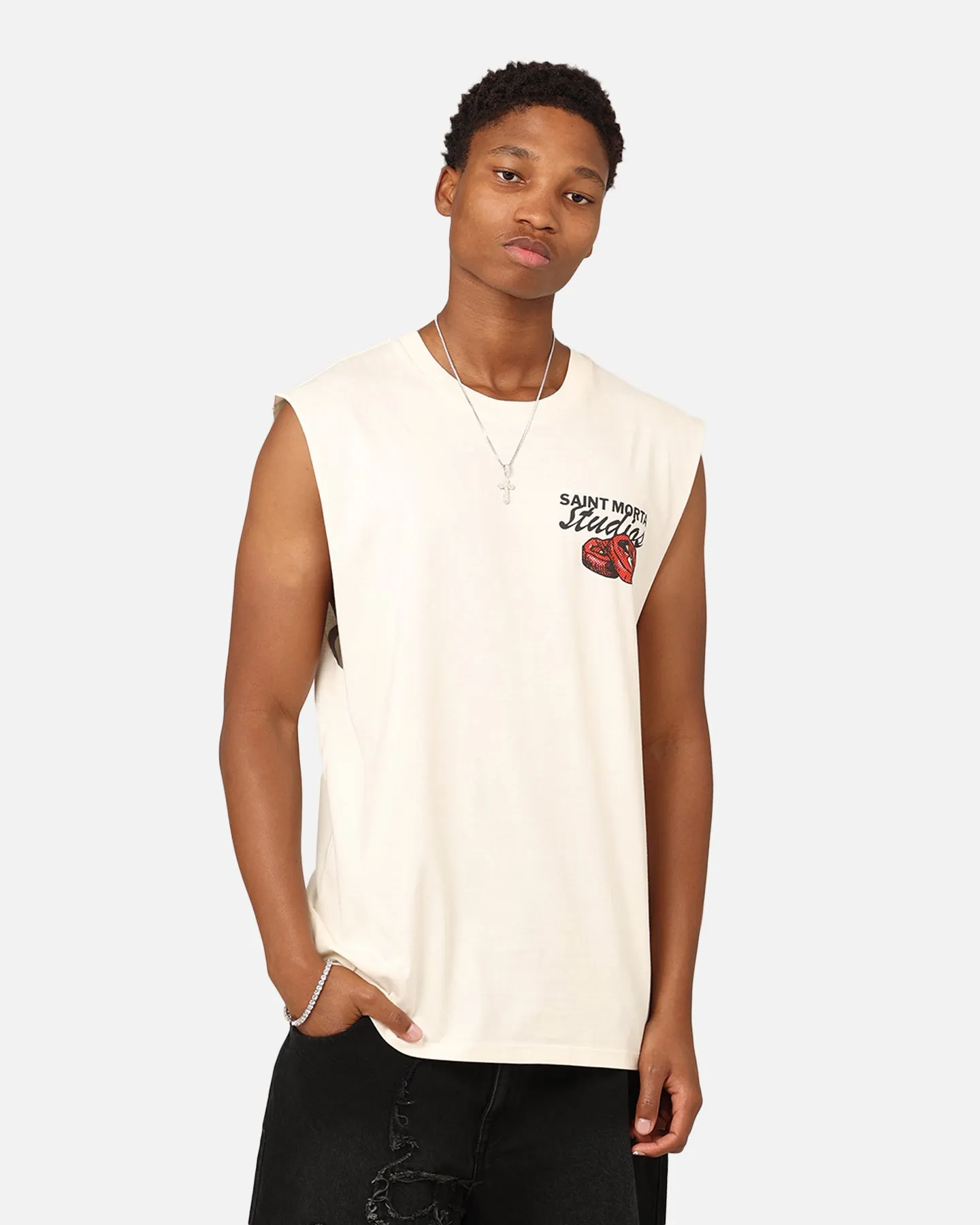 Saint Morta Chilli Fusion Muscle T-Shirt Off White sold by Culture Kings product image thumbnail 2