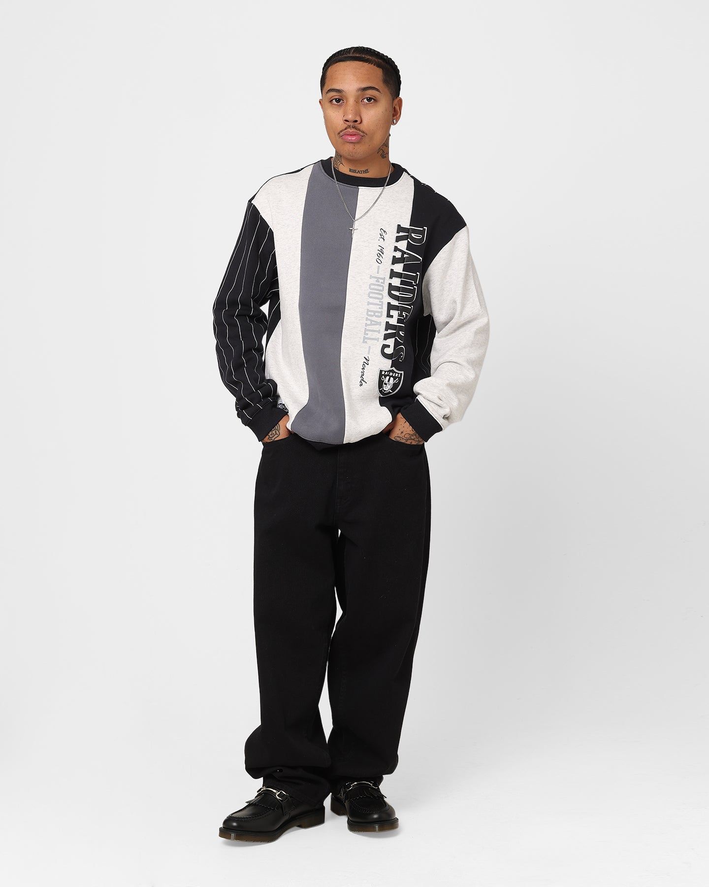 Majestic Athletic Las Vegas Raiders Pinstripe Panel Crewneck Vintage White sold by Culture Kings product image thumbnail 2