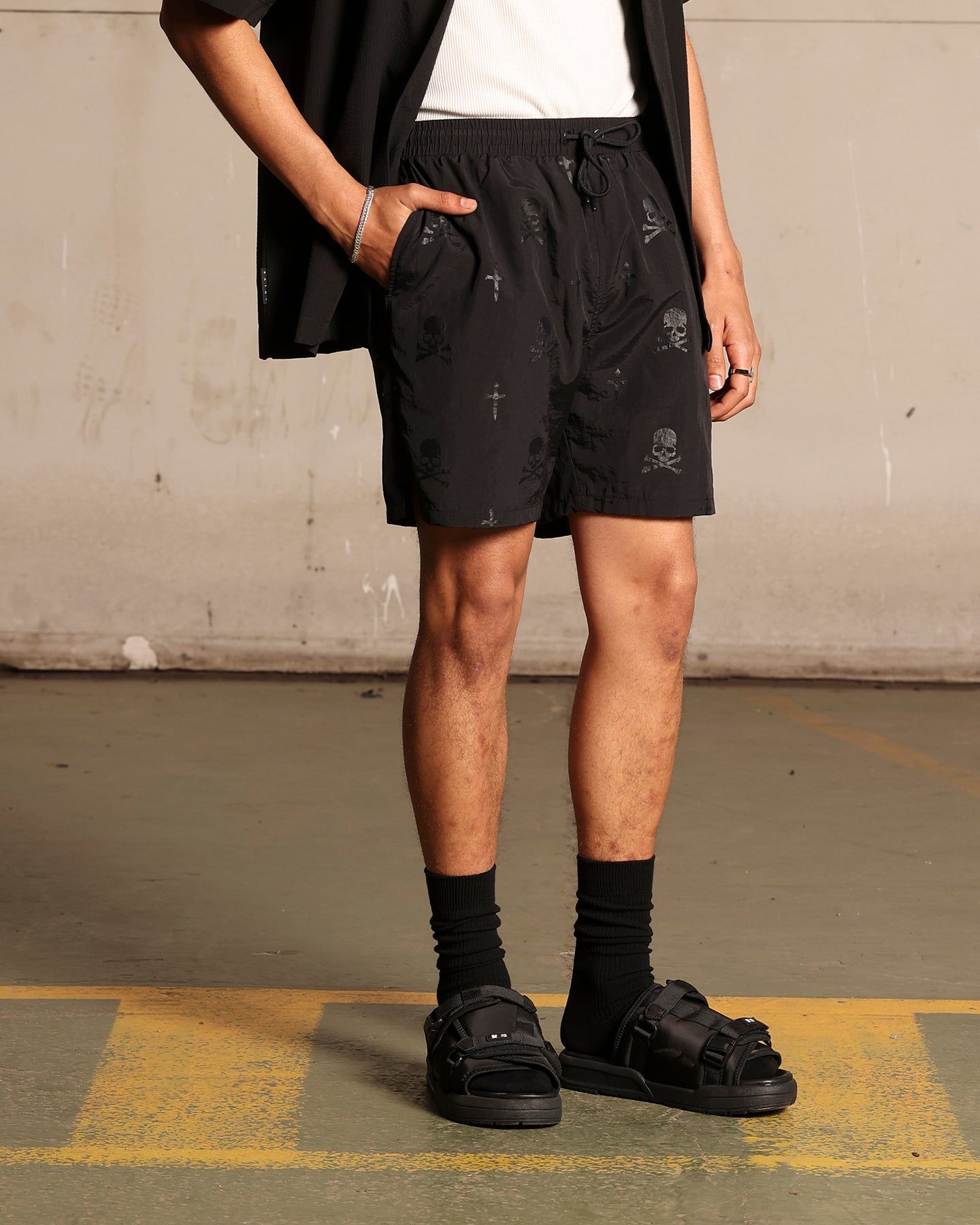 Saint Morta Skull And Bones Beach Shorts Black sold by Culture Kings product image thumbnail 5