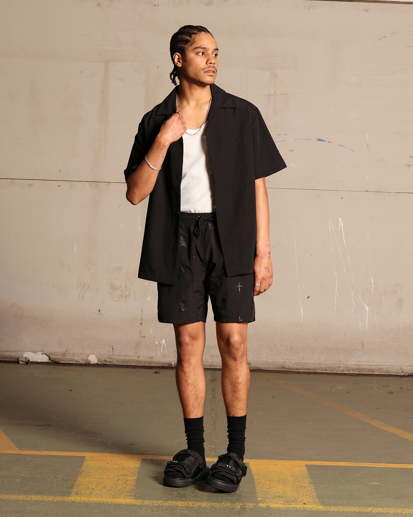 Saint Morta Skull And Bones Beach Shorts Black sold by Culture Kings product image thumbnail 2