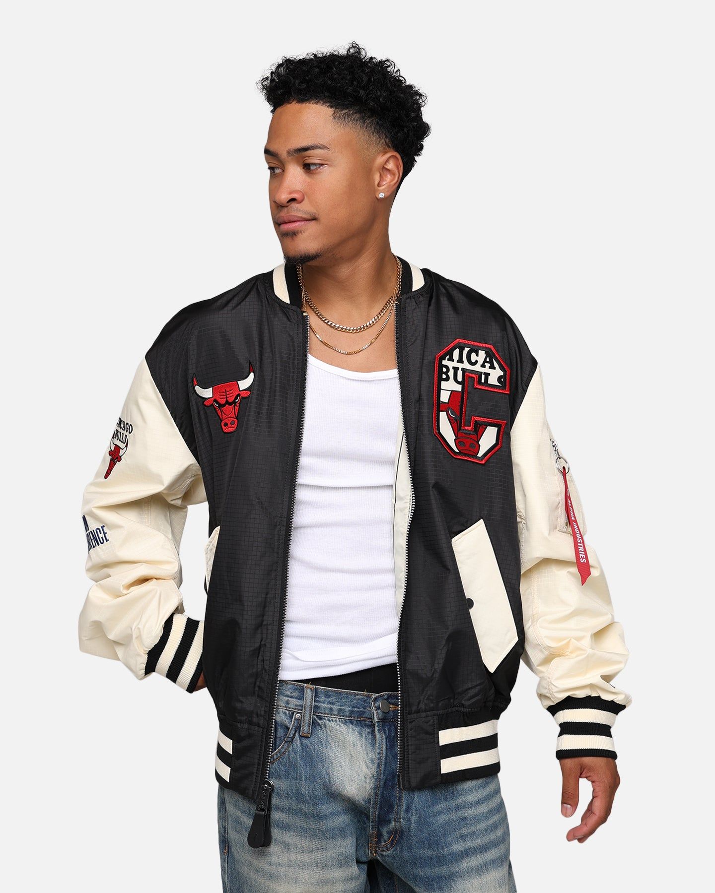 New Era X Alpha Industries Chicago Bulls L-2B Bomber Jacket Black sold by Culture Kings