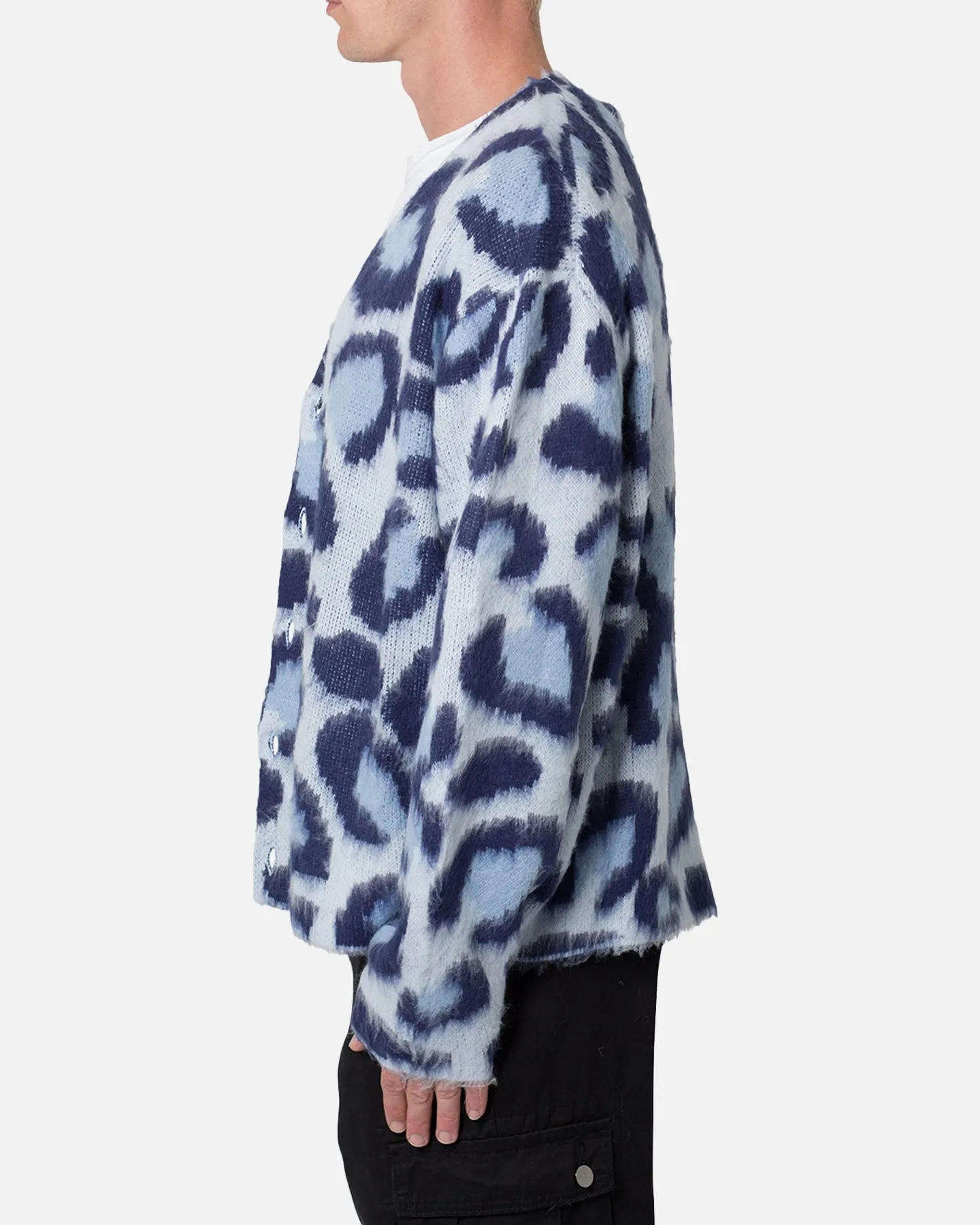MNML Mohair Leopard Cardigan Sweater Blue sold by Culture Kings product image thumbnail 3