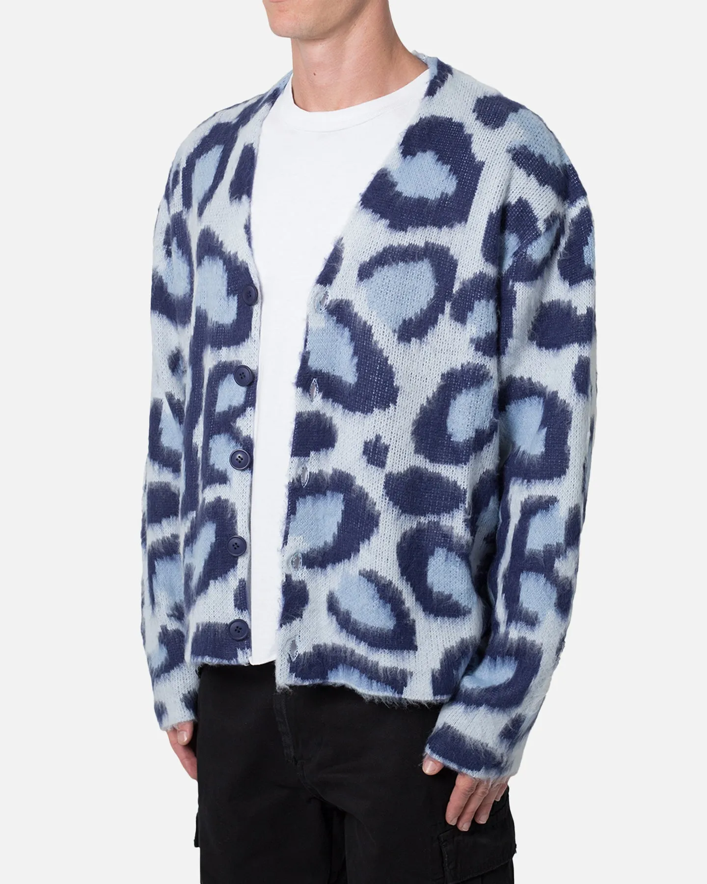 MNML Mohair Leopard Cardigan Sweater Blue sold by Culture Kings product image thumbnail 2