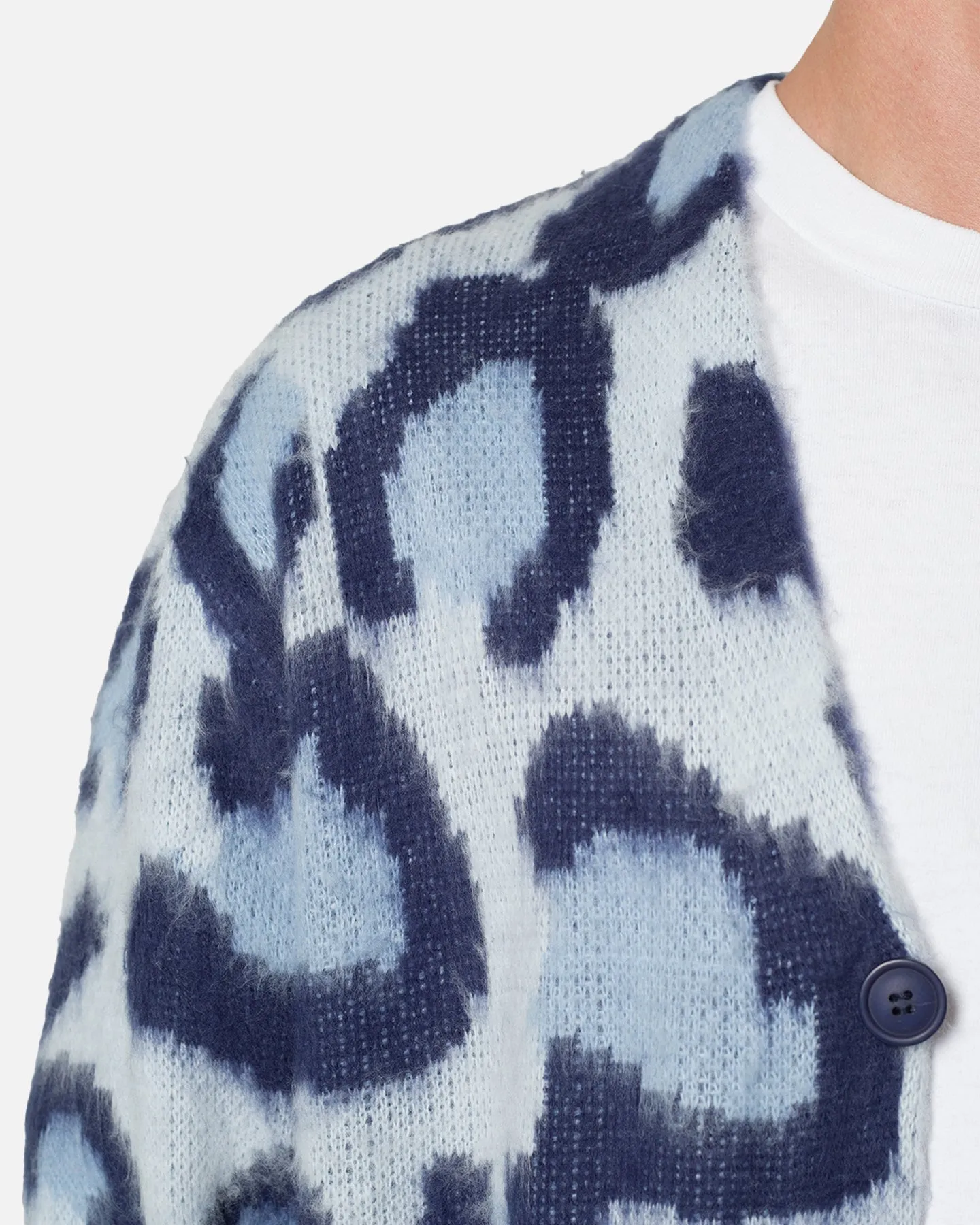 MNML Mohair Leopard Cardigan Sweater Blue sold by Culture Kings product image thumbnail 5