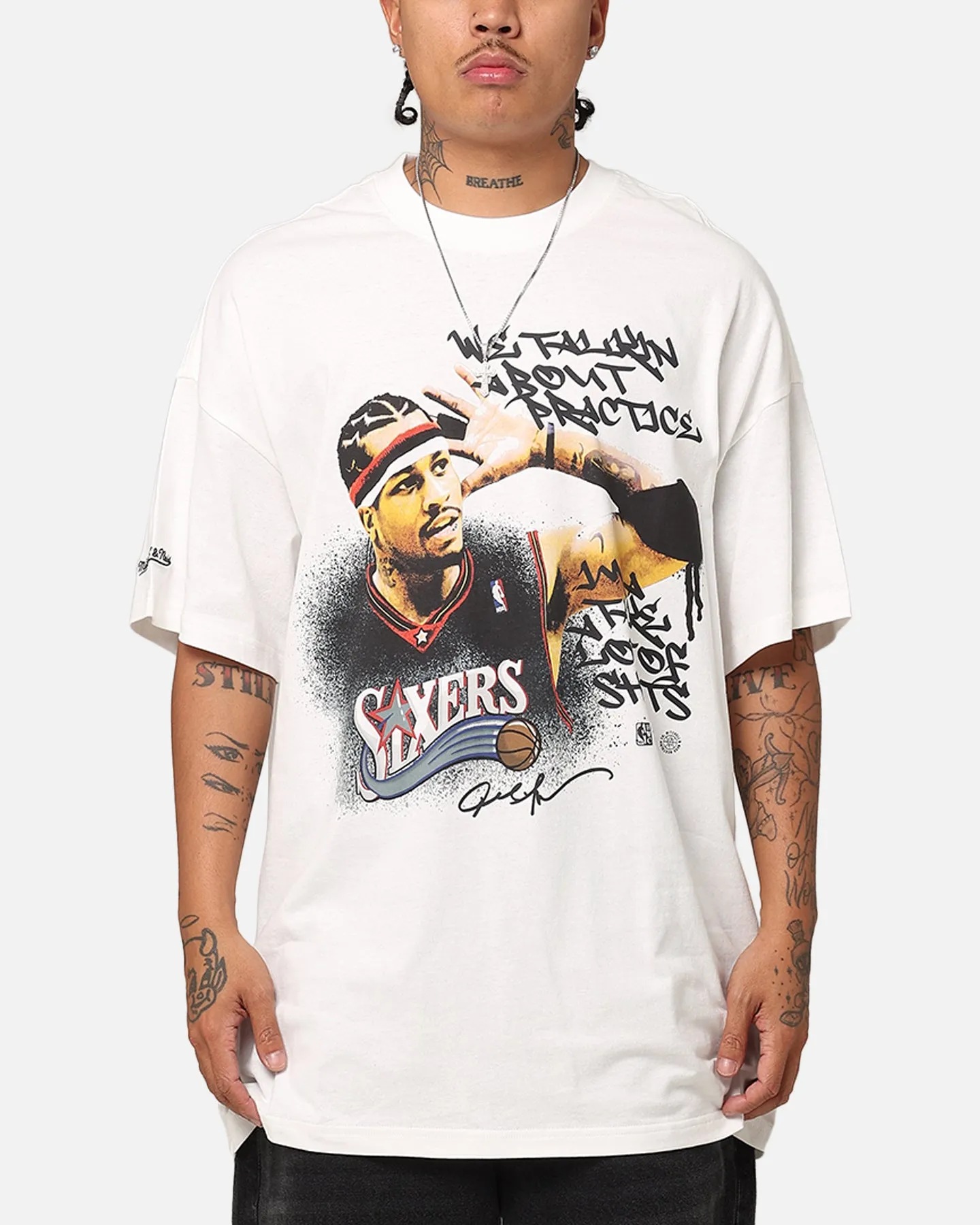 Mitchell & Ness Philadelphia 76ers Allen Iverson We Talkin T-Shirt Vintage White sold by Culture Kings