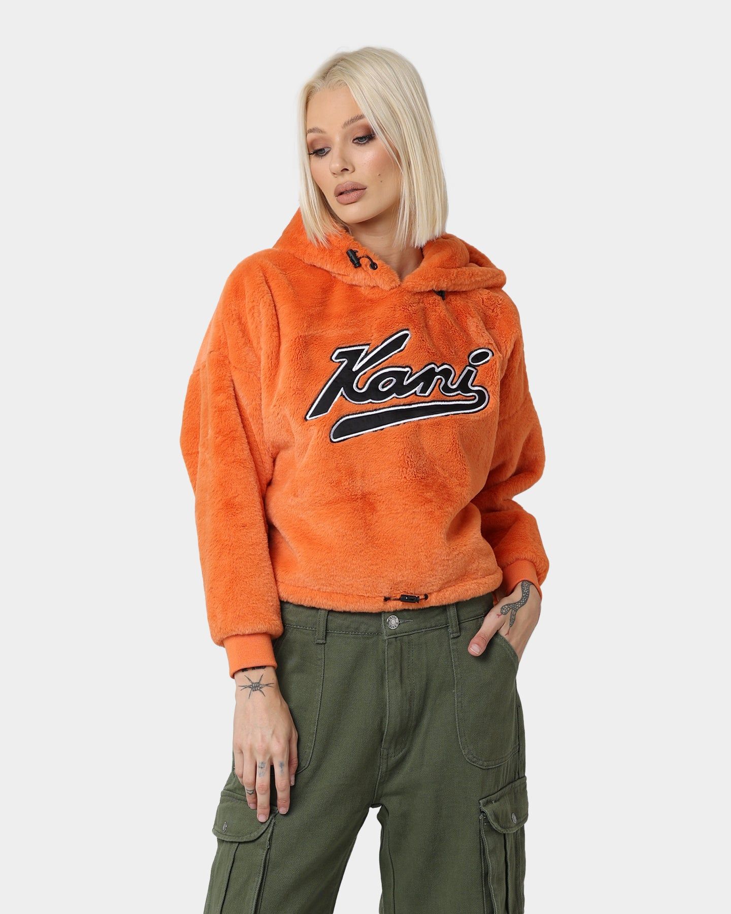 Karl Kani Varsity Plush Oversized Hoodie Orange sold by Culture Kings
