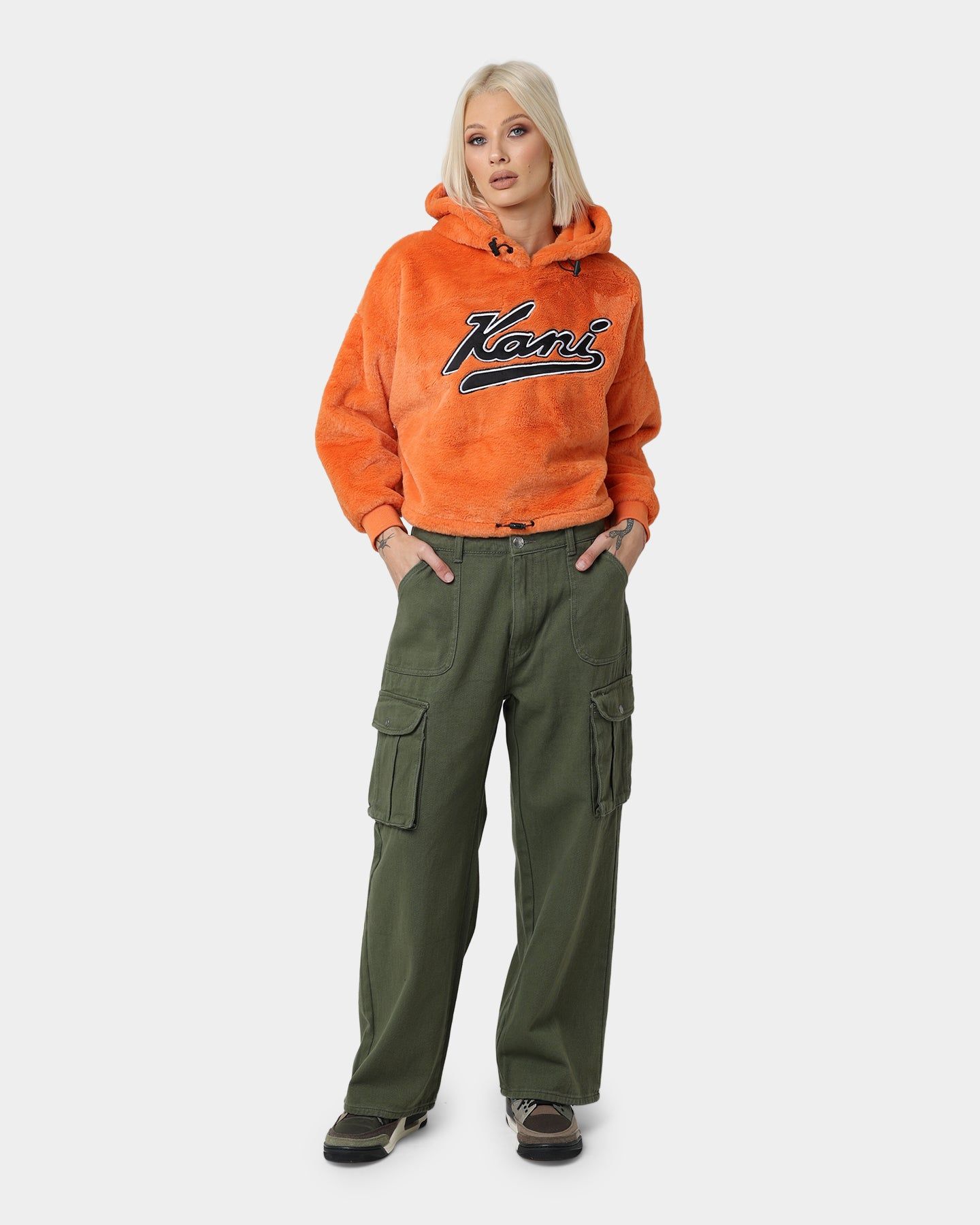 Karl Kani Varsity Plush Oversized Hoodie Orange sold by Culture Kings product image thumbnail 2