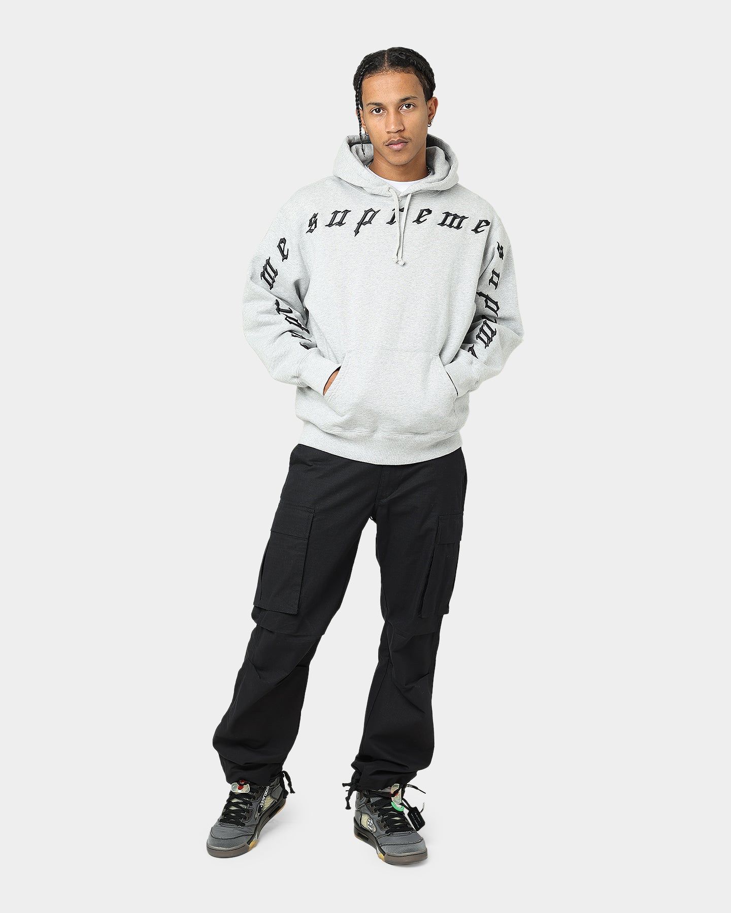 Supreme Raised Embroidery Hooded Sweatshirt Heather Grey sold by Culture Kings product image thumbnail 2