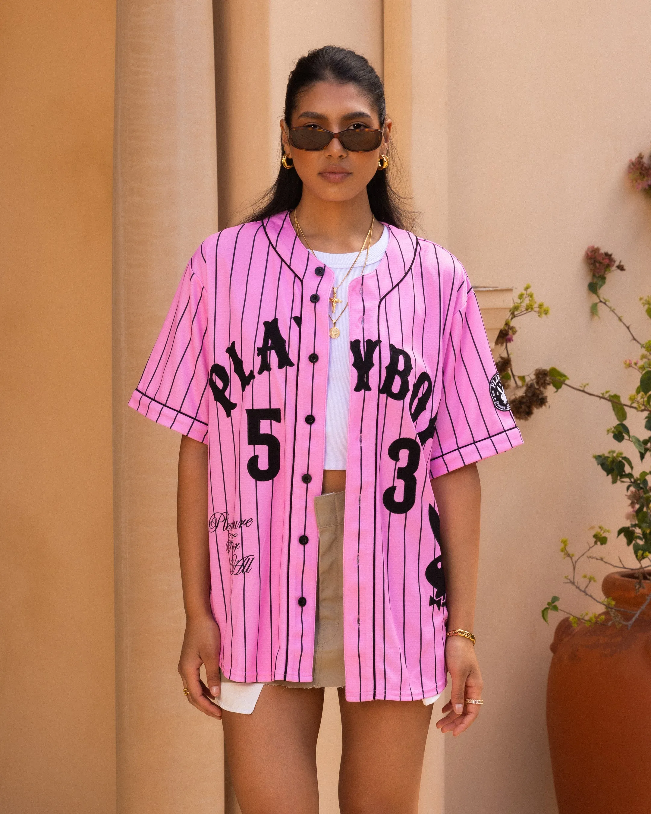 Playboy By Culture Kings Bunny Baseball Shirt Jersey Pink sold by Culture Kings product image thumbnail 3