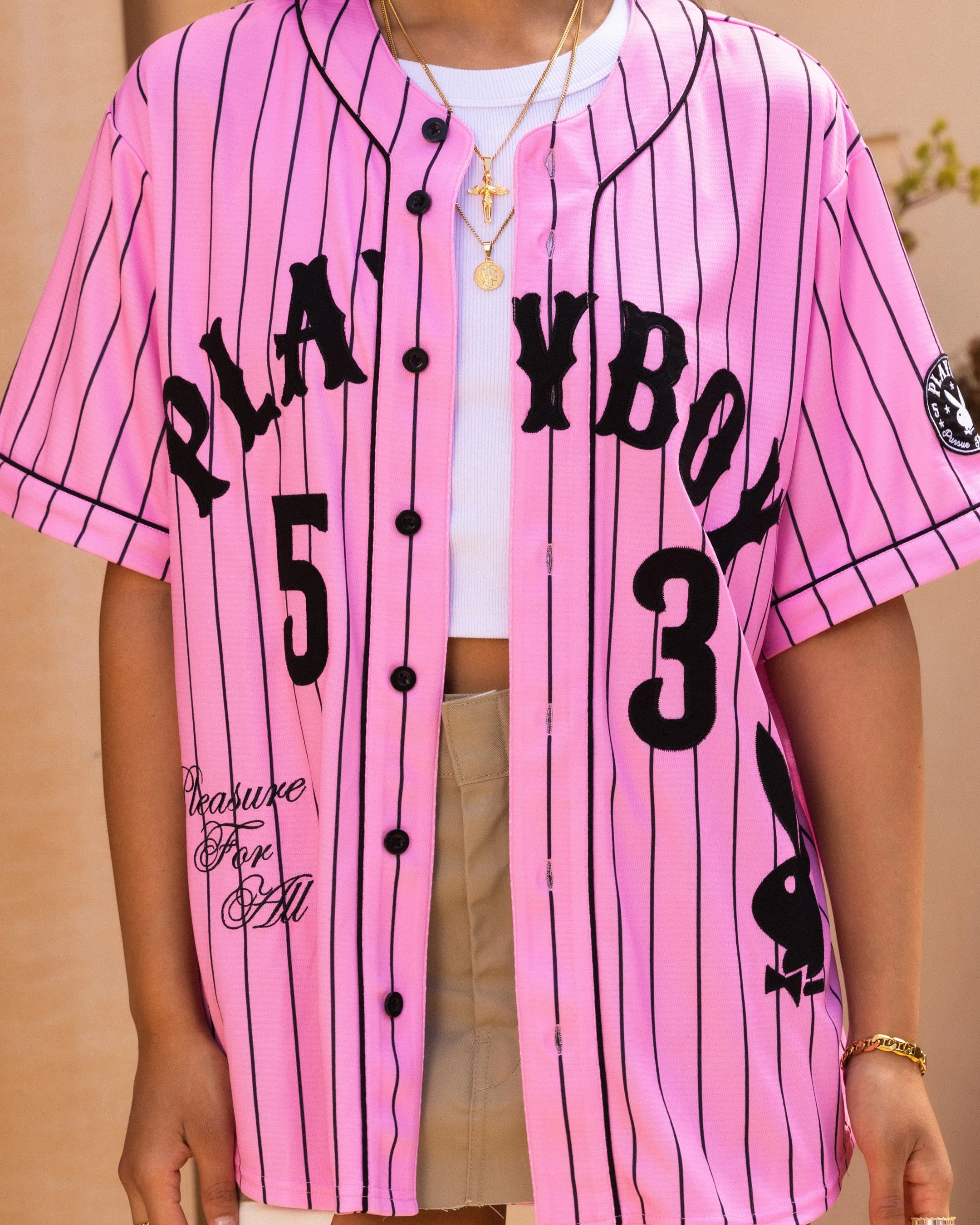Playboy By Culture Kings Bunny Baseball Shirt Jersey Pink sold by Culture Kings product image thumbnail 4