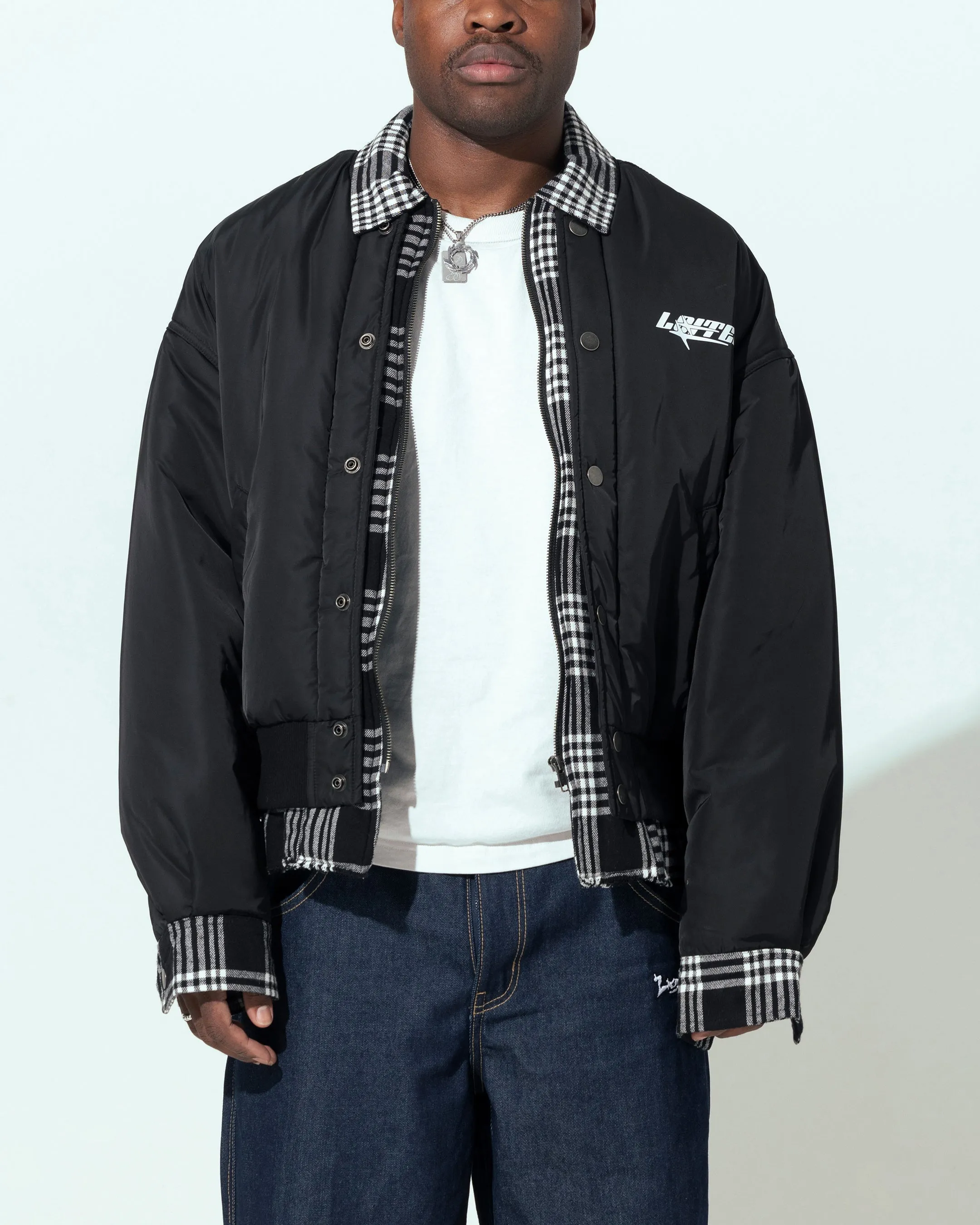 Loiter Shadow Layered Bomber Jacket Black sold by Culture Kings