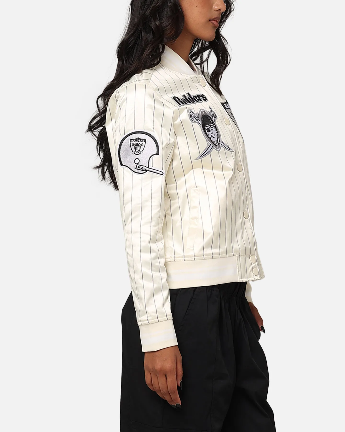 Pro Standard Women's Las Vegas Raiders Satin Jacket Eggshell/Grey sold by Culture Kings product image thumbnail 5